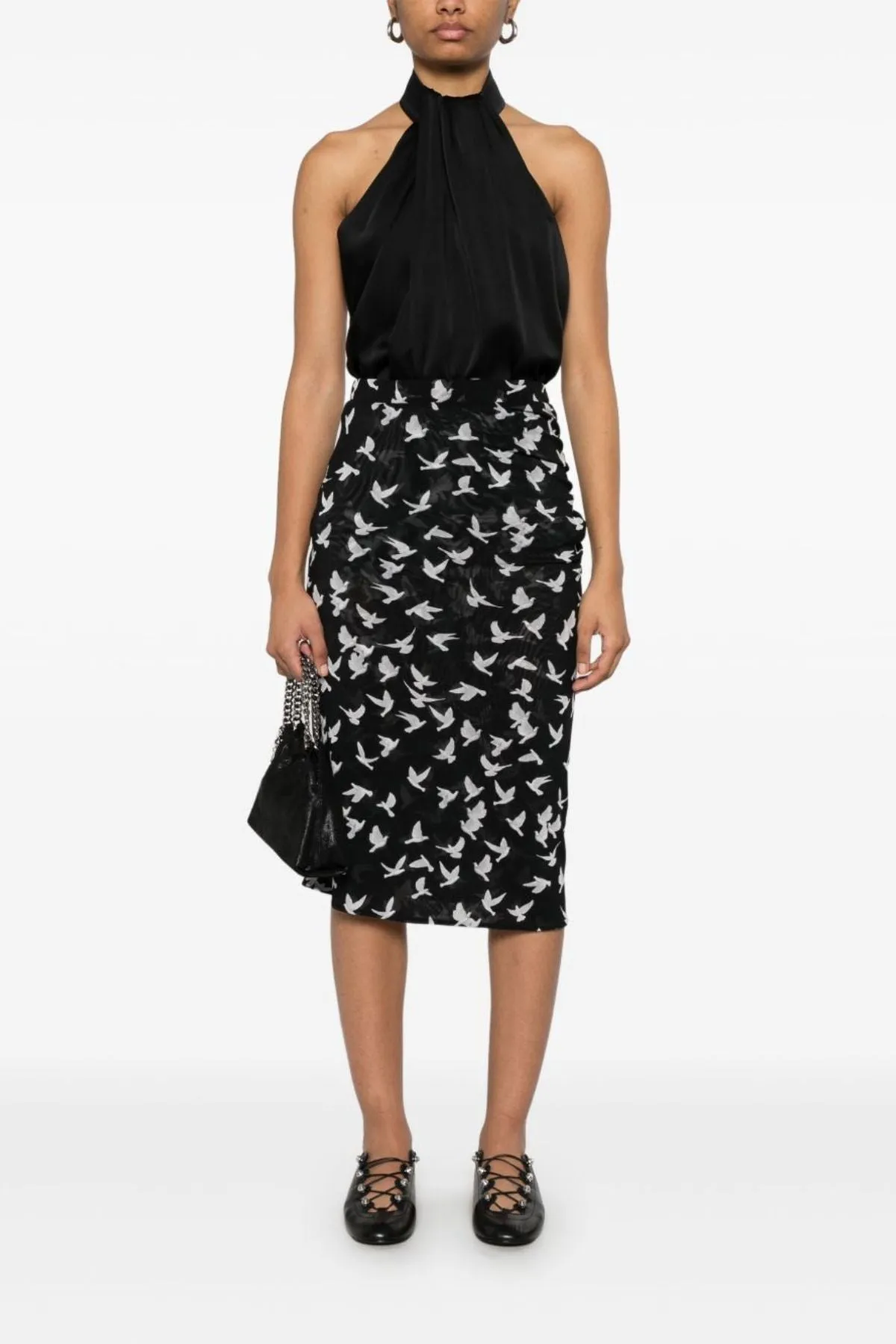 Womens Stella Mccartney Stella McCartney Mesh Flying Bird Haze Skirt - Black
