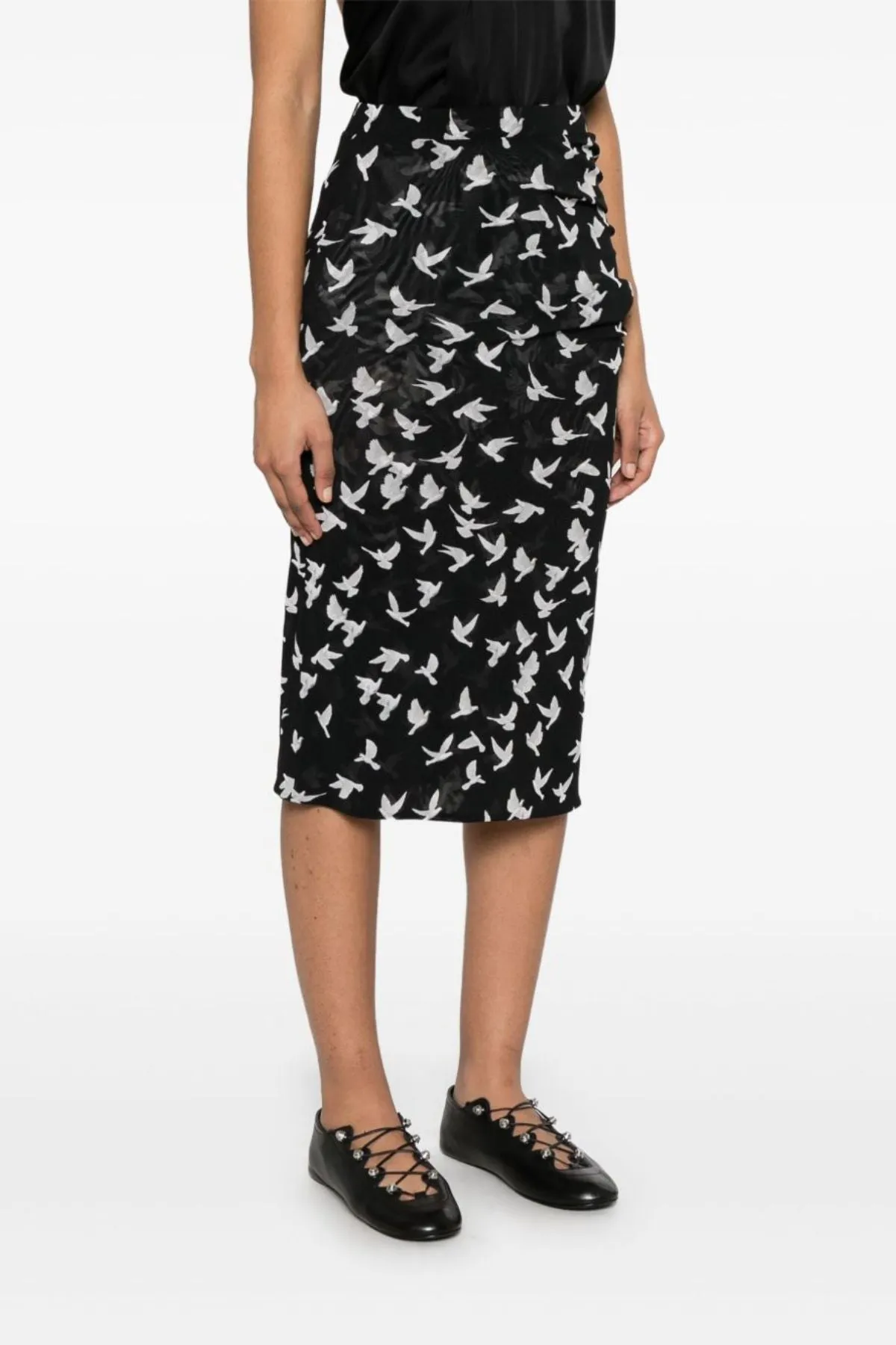 Womens Stella Mccartney Stella McCartney Mesh Flying Bird Haze Skirt - Black