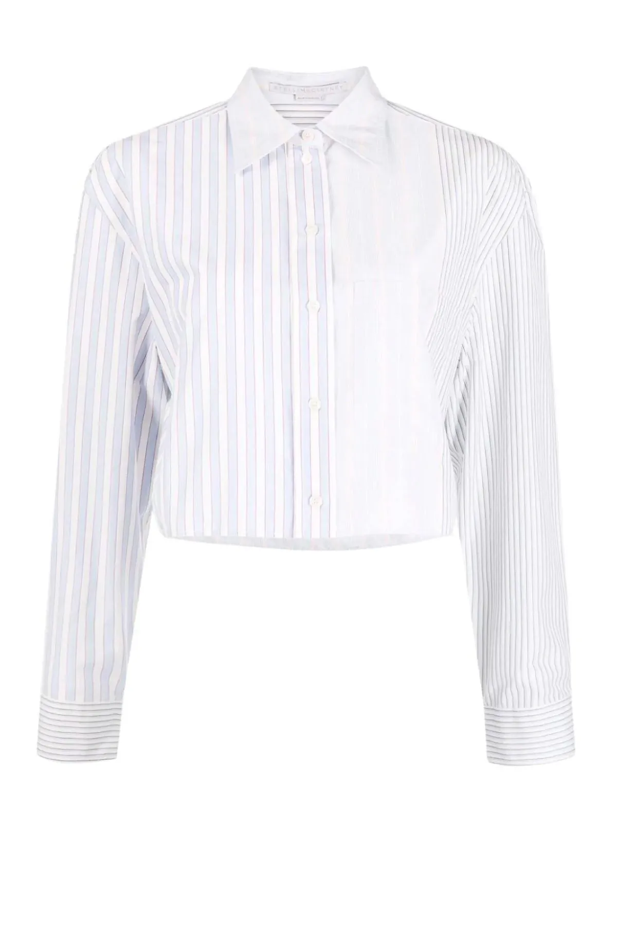 Womens Stella Mccartney Stella McCartney Mismatched Pinstripe Cropped Shirt - Multi Blue