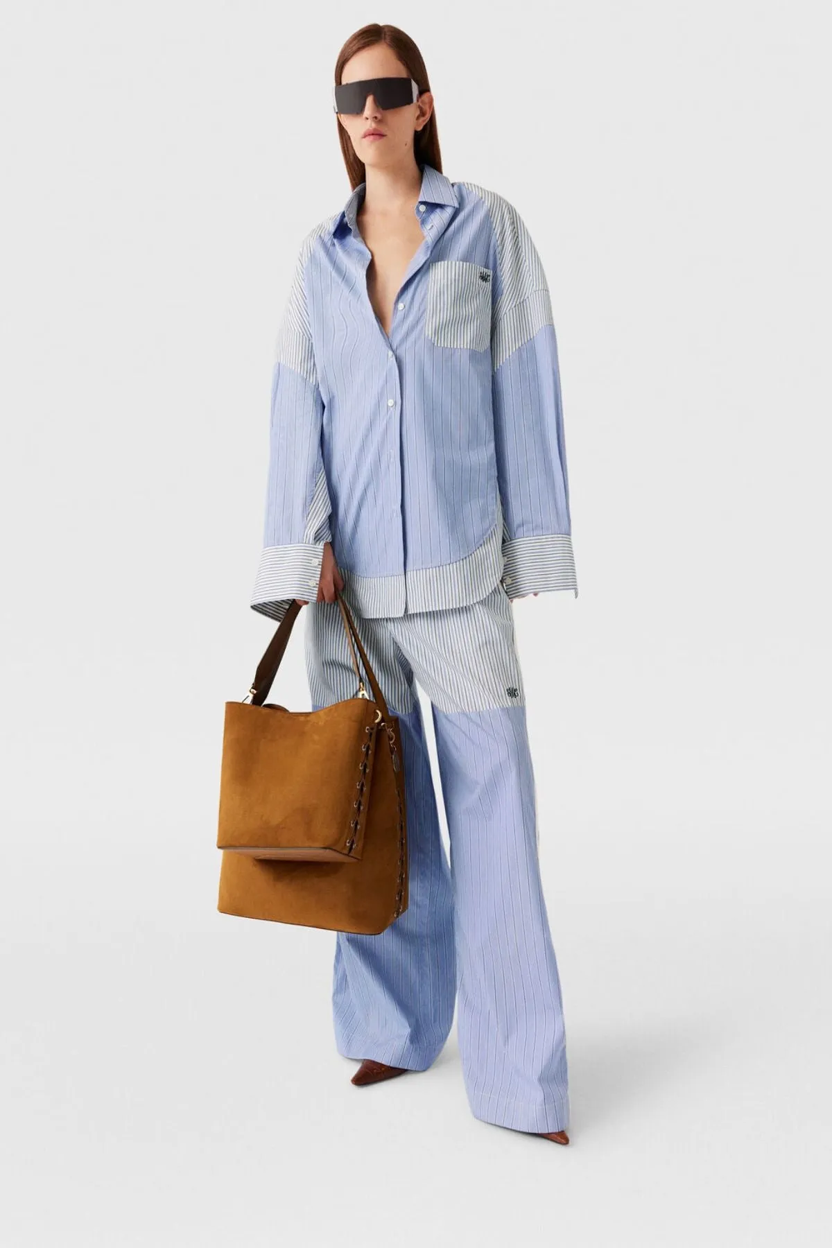 Womens Stella Mccartney Stella McCartney Mixed Striped Boyfriend Shirt - Multi Blue