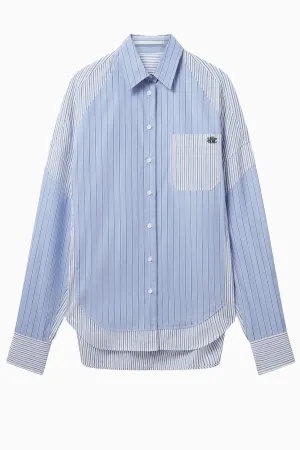 Womens Stella Mccartney Stella McCartney Mixed Striped Boyfriend Shirt - Multi Blue