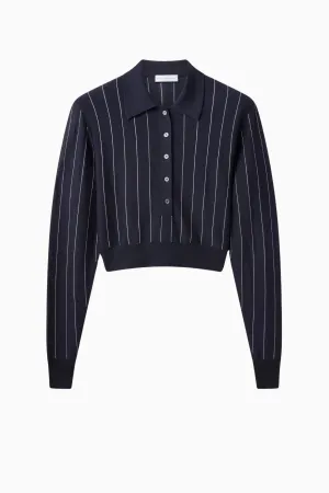 Womens Stella Mccartney Stella McCartney Pinstripe Light Knit Polo - Ink/ White