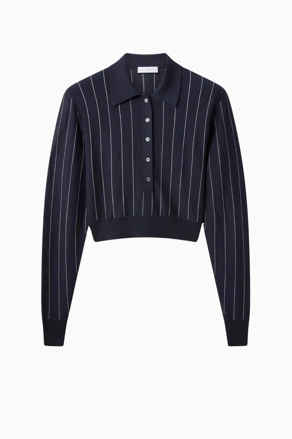 Womens Stella Mccartney Stella McCartney Pinstripe Light Knit Polo - Ink/ White