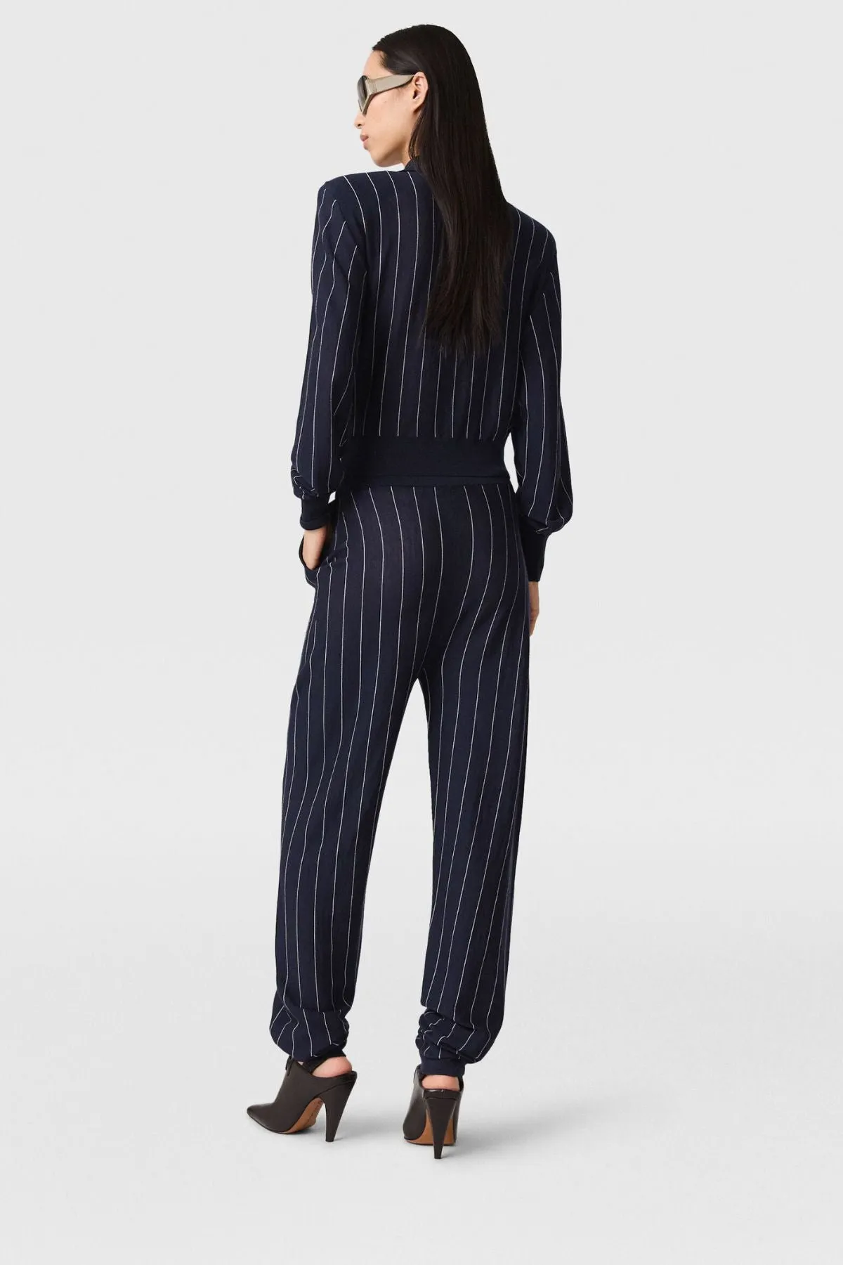 Womens Stella Mccartney Stella McCartney Pinstripe Light Knit Polo - Ink/ White
