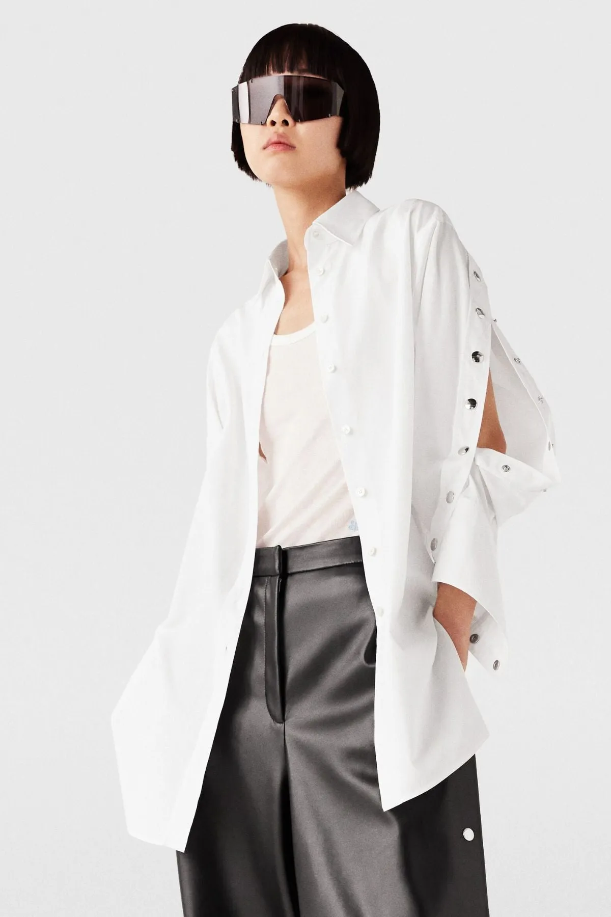 Womens Stella Mccartney Stella McCartney Snap Detail Shirt - Pure White