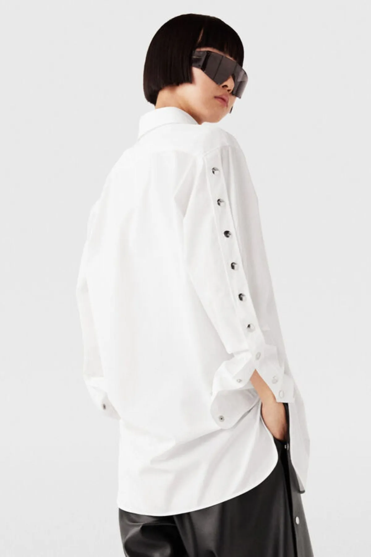 Womens Stella Mccartney Stella McCartney Snap Detail Shirt - Pure White
