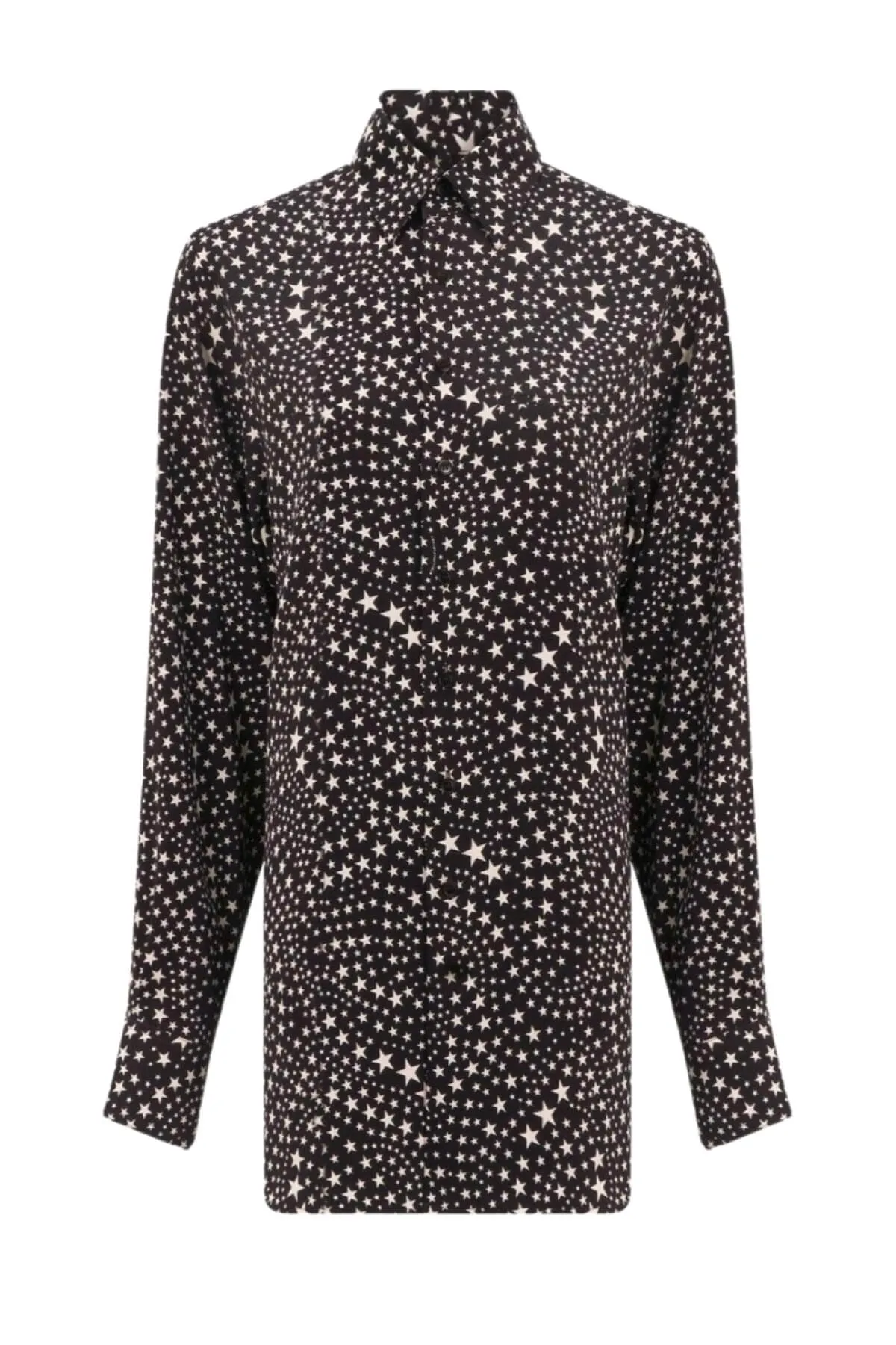 Womens Stella Mccartney Stella Mccartney Star Print Silk Shirt - Black/ Oat
