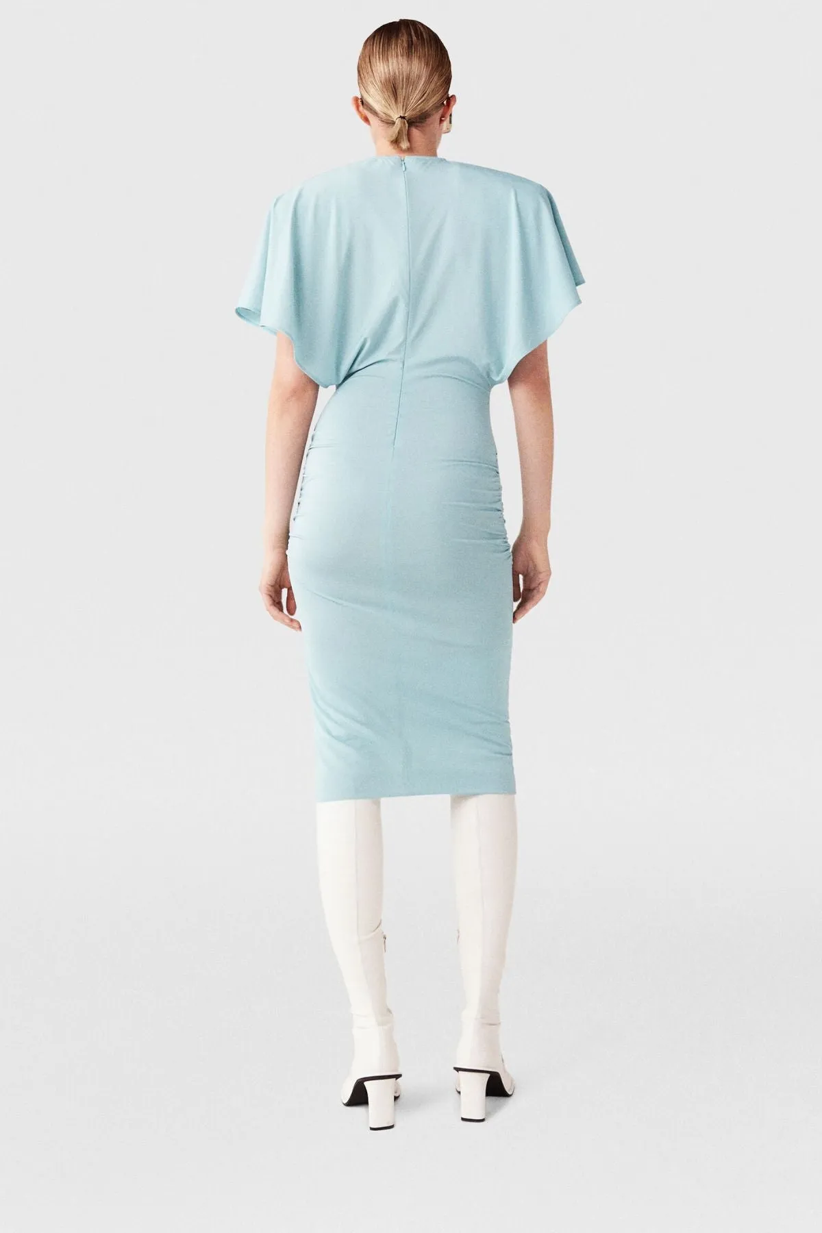 Womens Stella Mccartney Stella McCartney Strong Shoulder Short Sleeve Midi Dress - Light Blue
