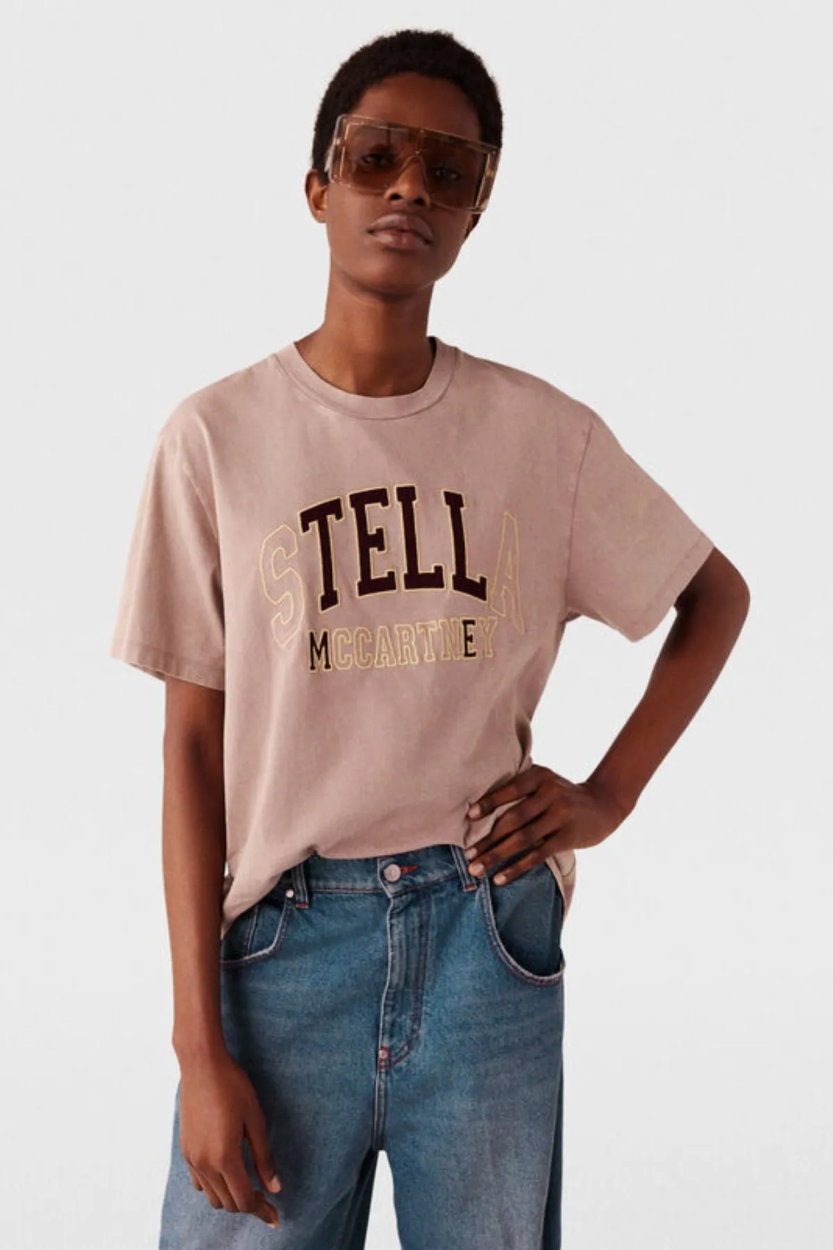 Womens Stella Mccartney Stella McCartney Tell Stella Boxy T-Shirt - Light Taupe