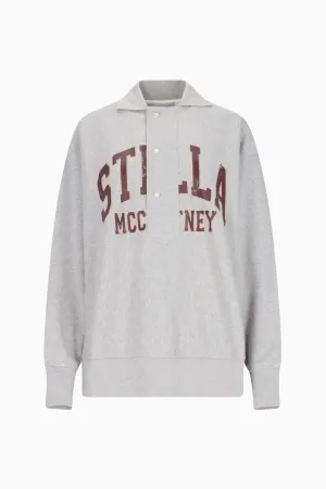 Womens Stella Mccartney Stella McCartney Varsity Polo Sweatshirt - Light Grey Melange
