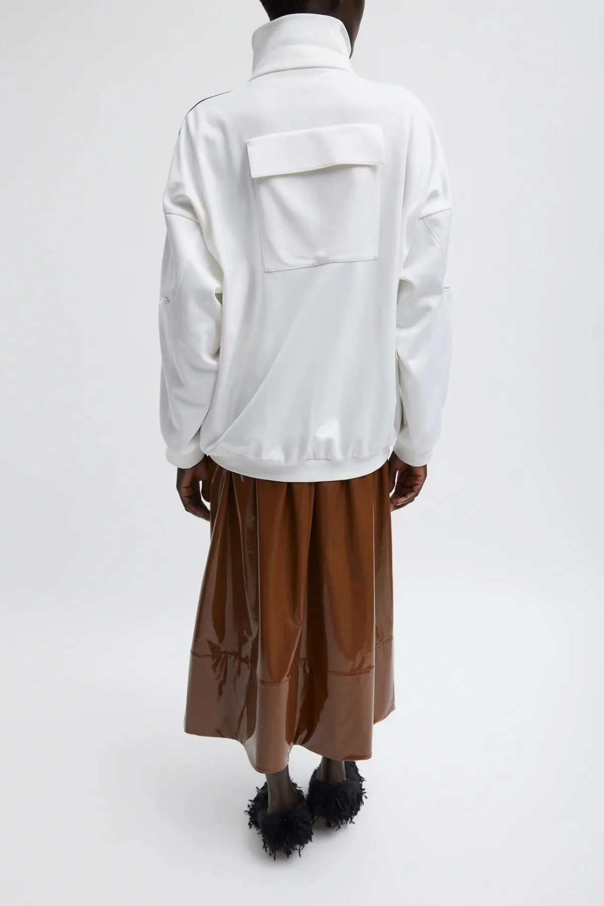 Womens Tibi Tibi Active Knit Zipper Detailed Track Jacket - White