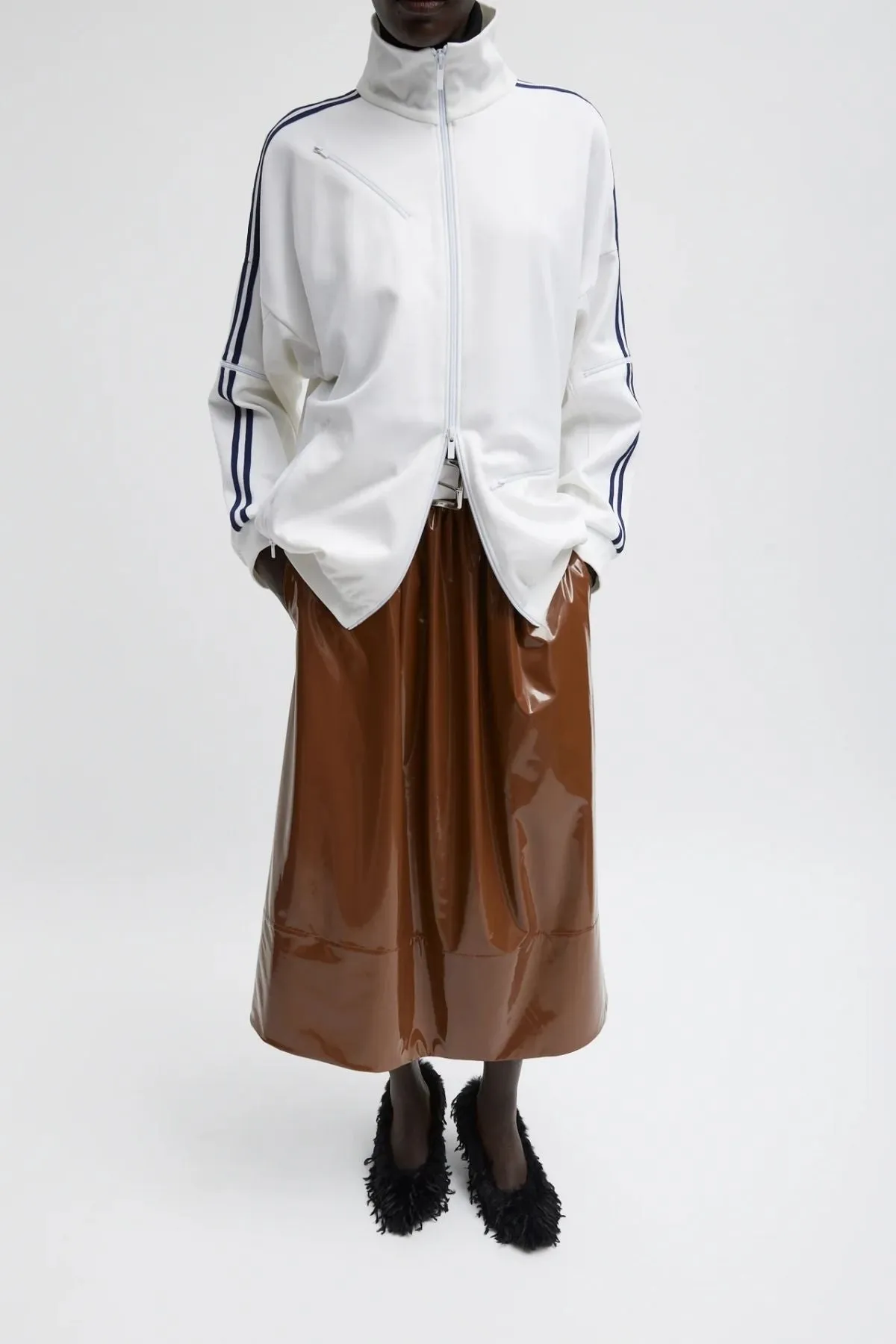Womens Tibi Tibi Active Knit Zipper Detailed Track Jacket - White