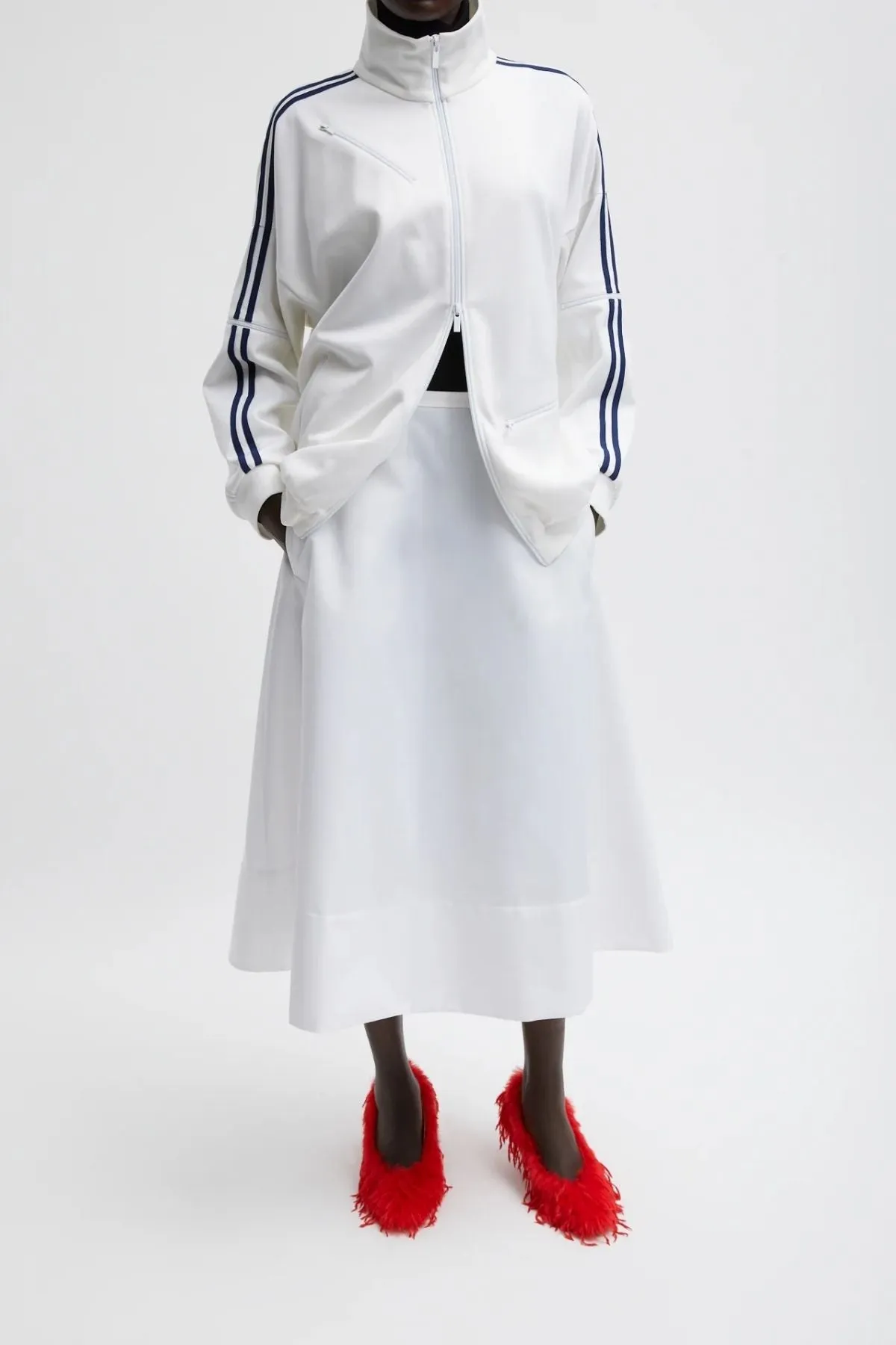 Womens Tibi Tibi Active Knit Zipper Detailed Track Jacket - White
