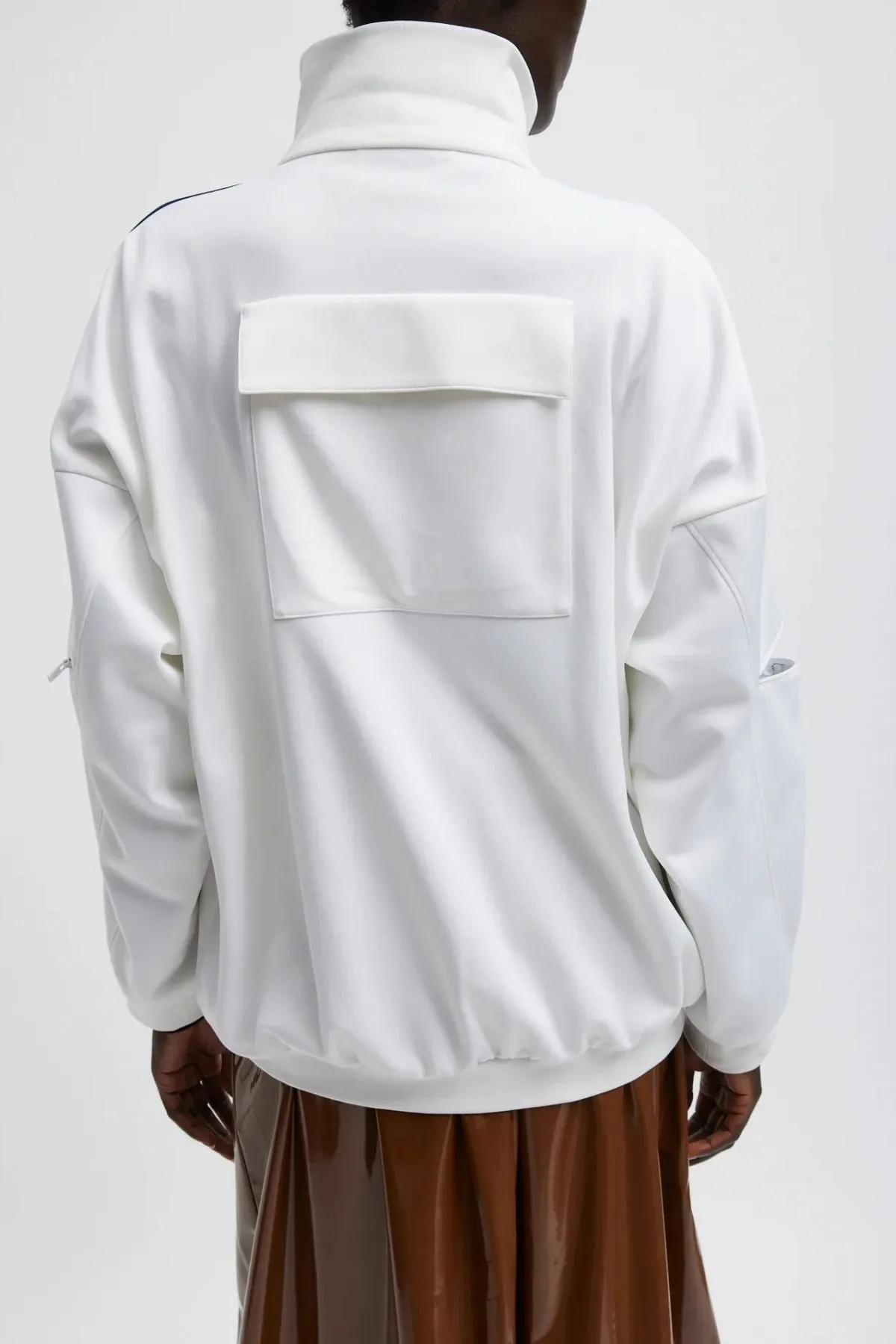 Womens Tibi Tibi Active Knit Zipper Detailed Track Jacket - White