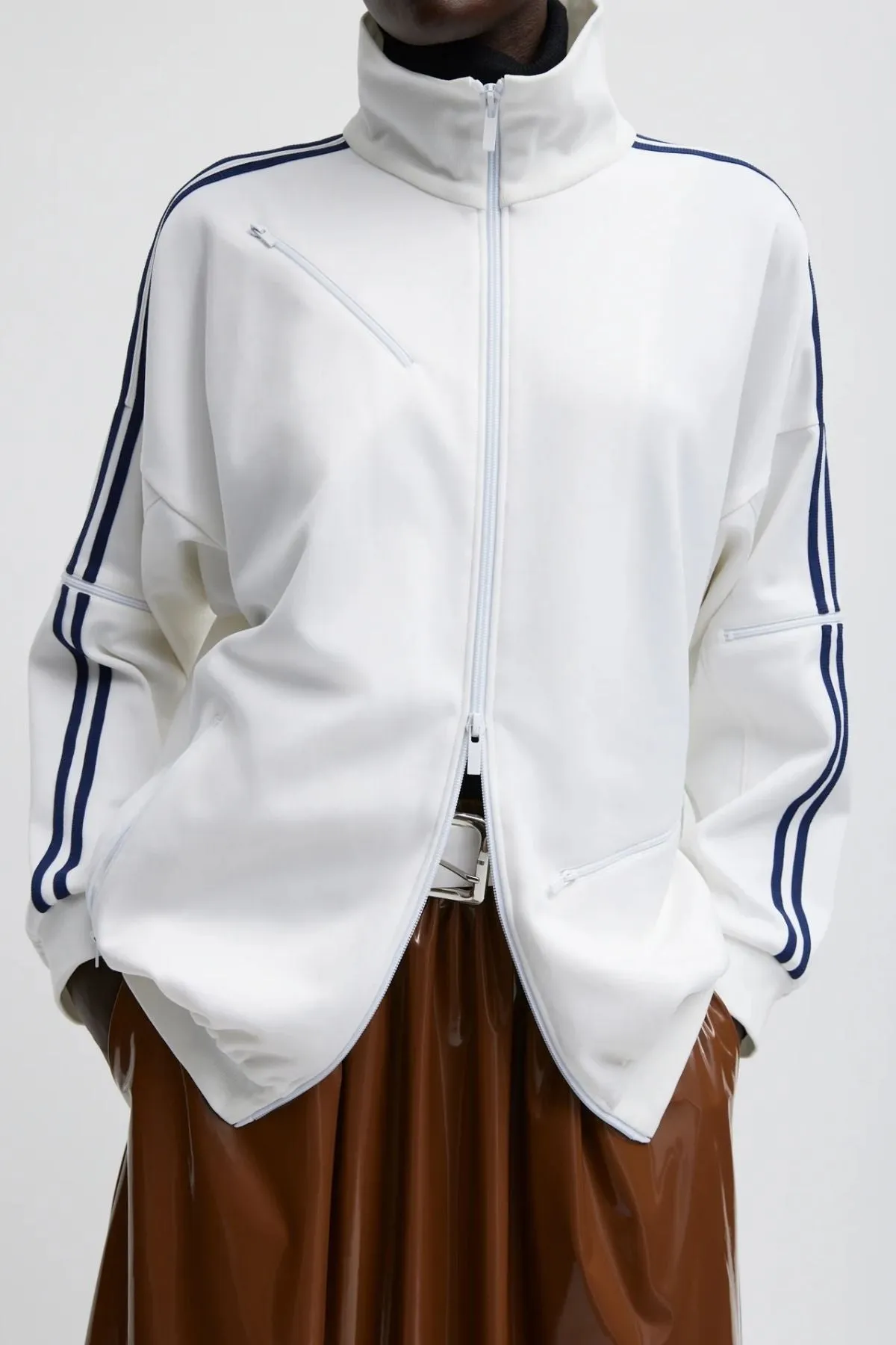 Womens Tibi Tibi Active Knit Zipper Detailed Track Jacket - White