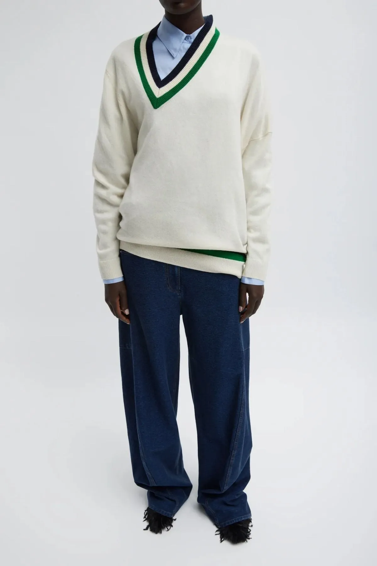 Womens Tibi Tibi Barre Denim Knit Sid Jean - Indigo