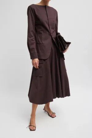 Womens Tibi Tibi Bio Twill Boatneck Shirt Jacket - Plum