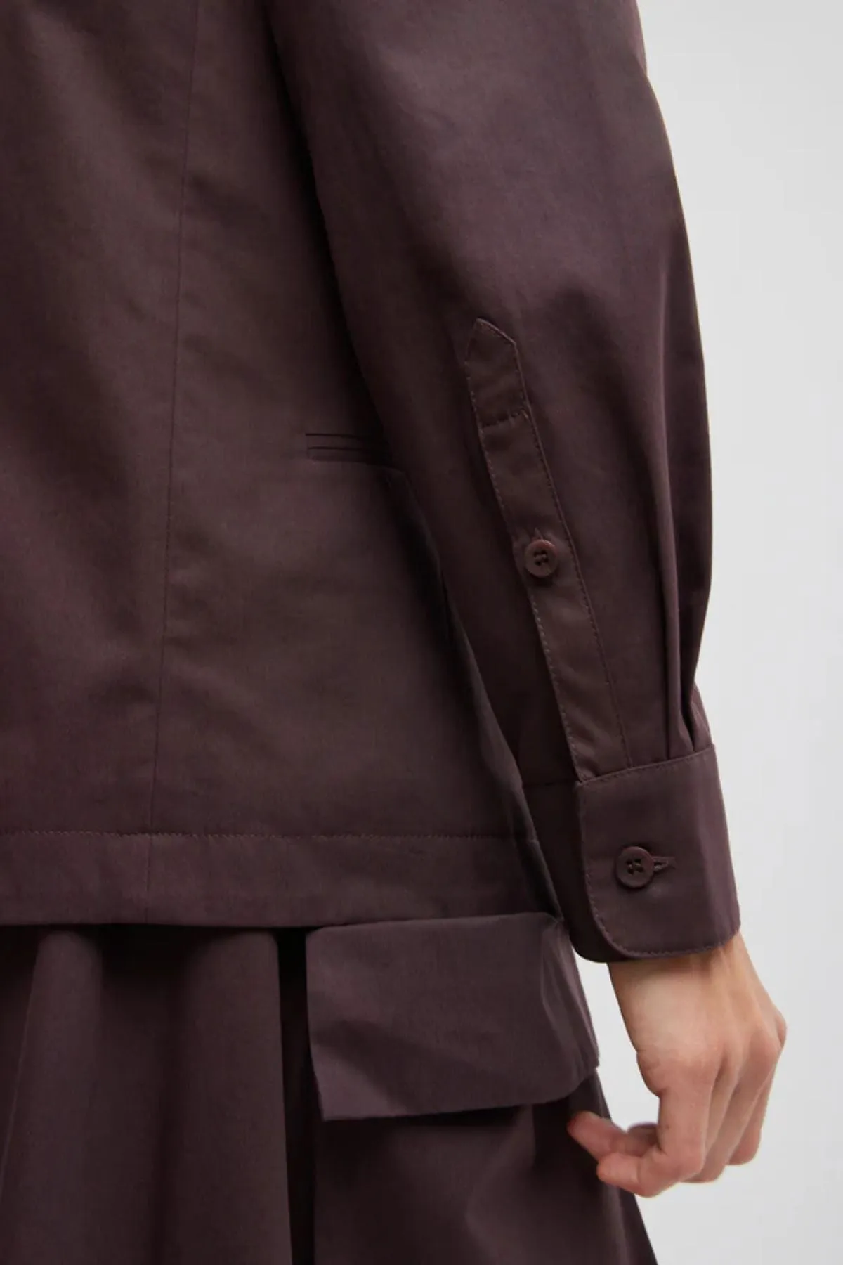 Womens Tibi Tibi Bio Twill Boatneck Shirt Jacket - Plum