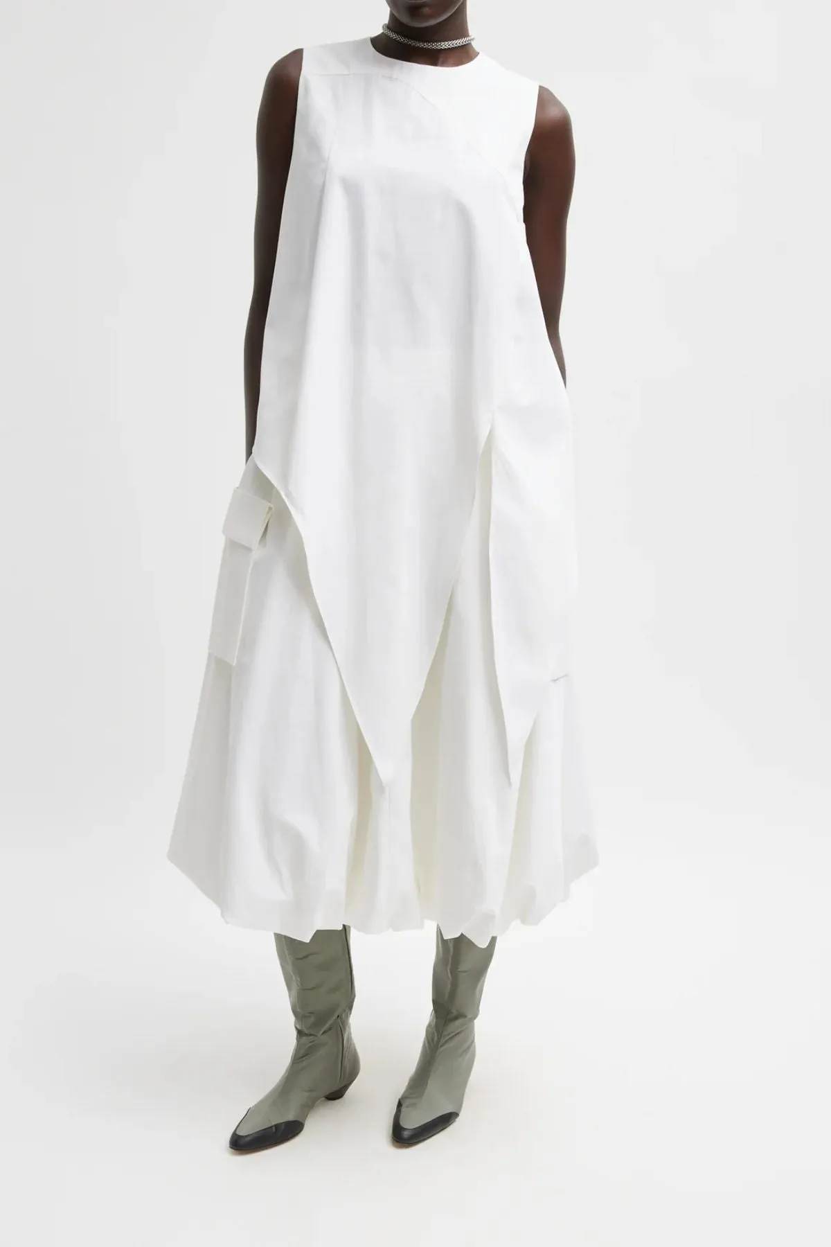 Womens Tibi Tibi Bio Twill Bubble Skirt - Optic White