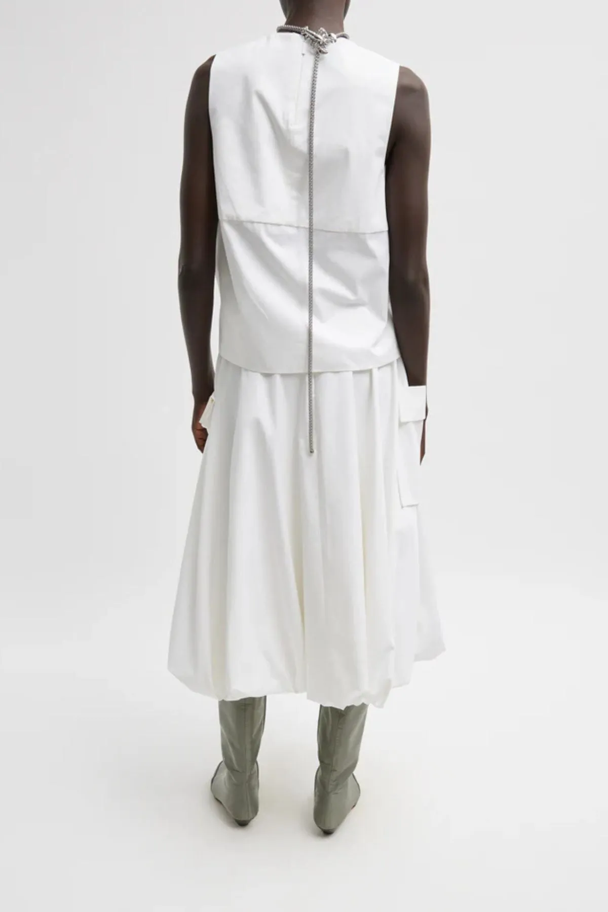 Womens Tibi Tibi Bio Twill Bubble Skirt - Optic White