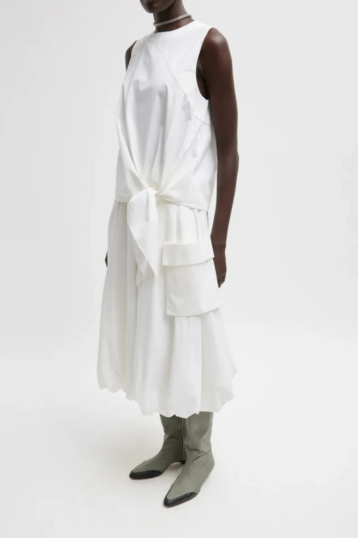 Womens Tibi Tibi Bio Twill Bubble Skirt - Optic White