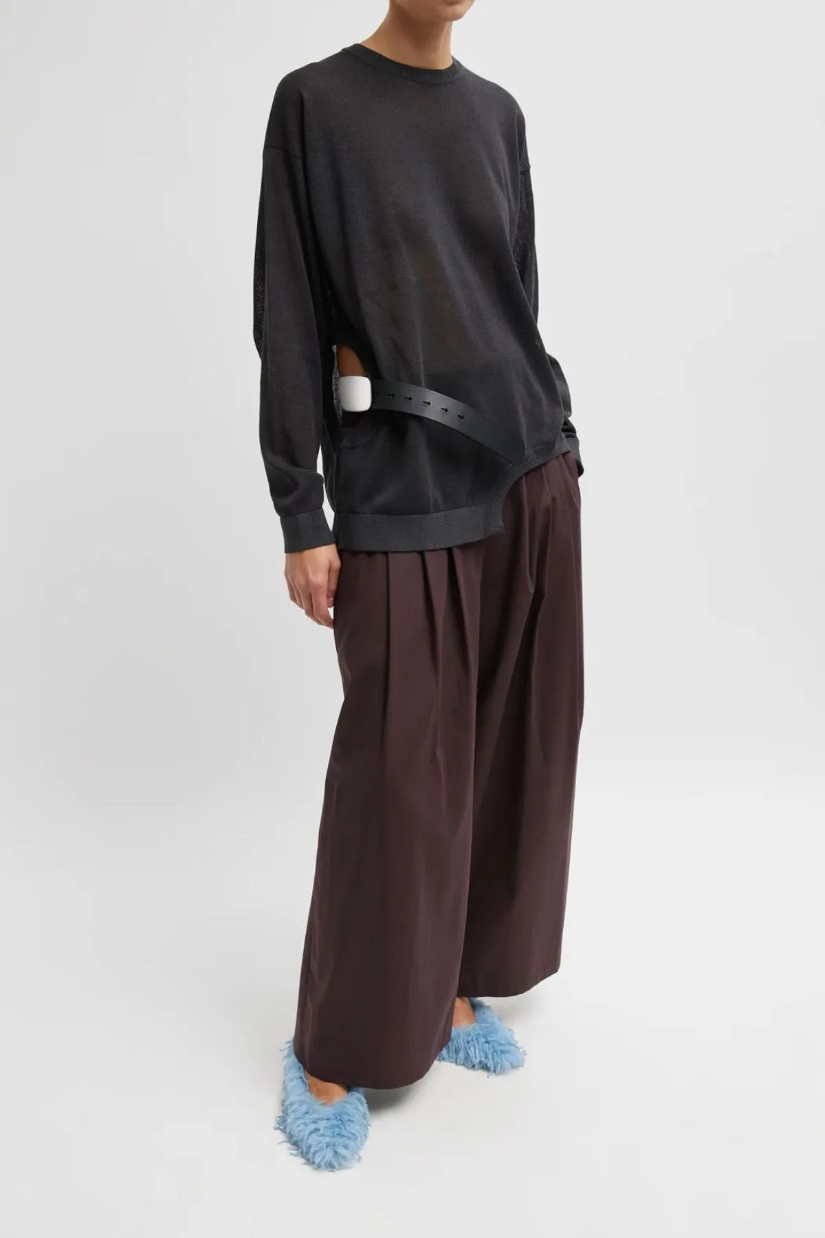 Womens Tibi Tibi Bio Twill Triple Pleat Cropped Pant - Plum