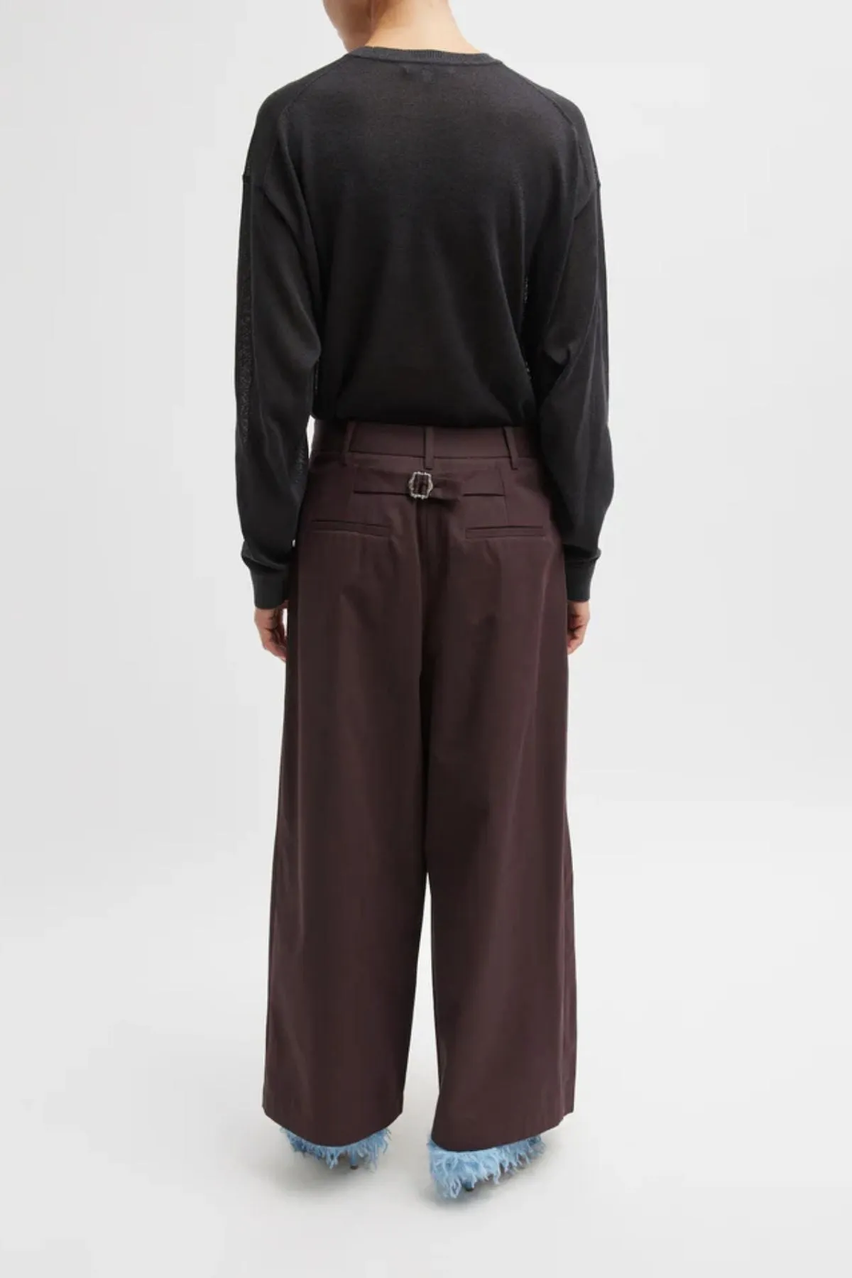 Womens Tibi Tibi Bio Twill Triple Pleat Cropped Pant - Plum