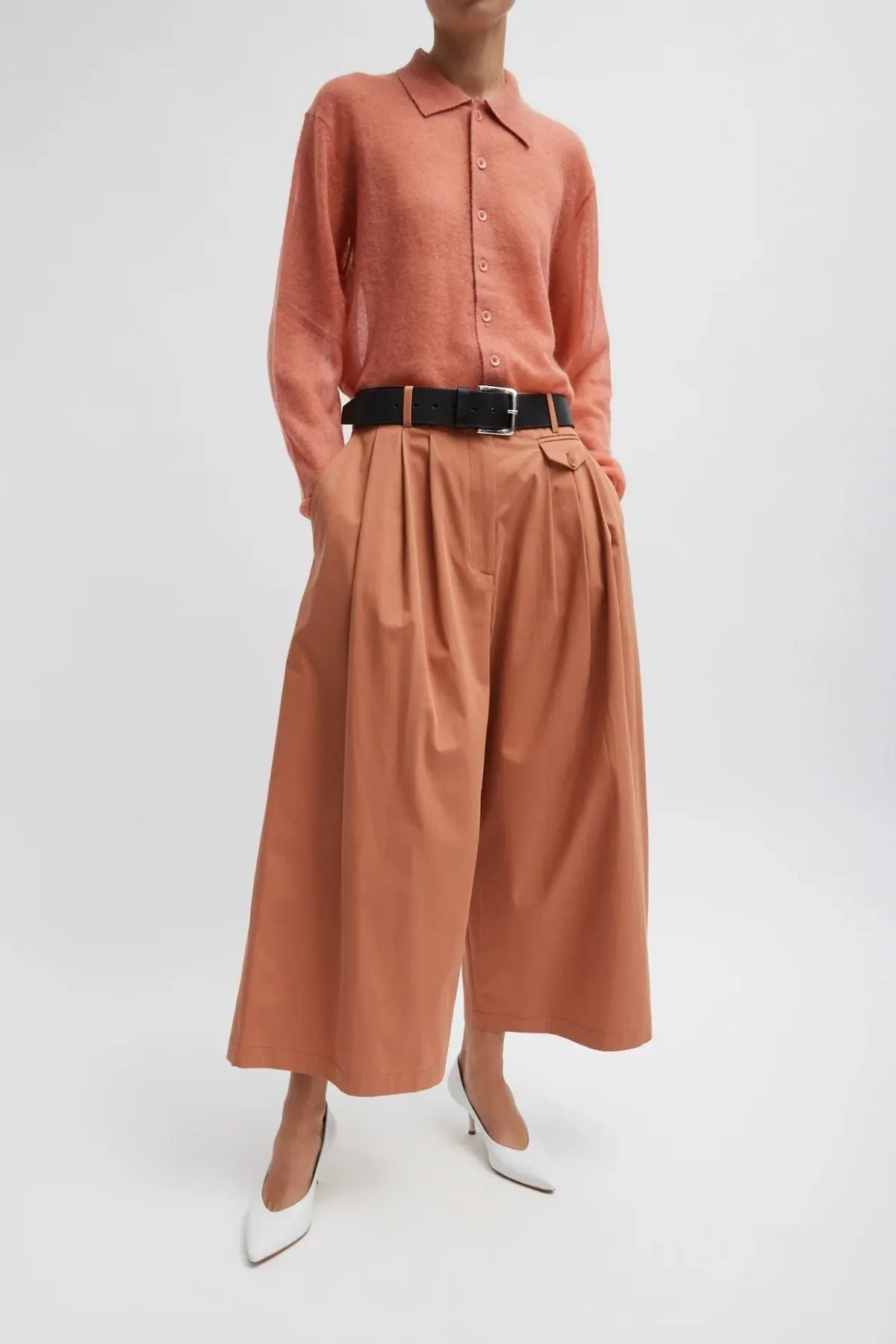 Womens Tibi Tibi Bio Twill Triple Pleat Cropped Pant - Yam