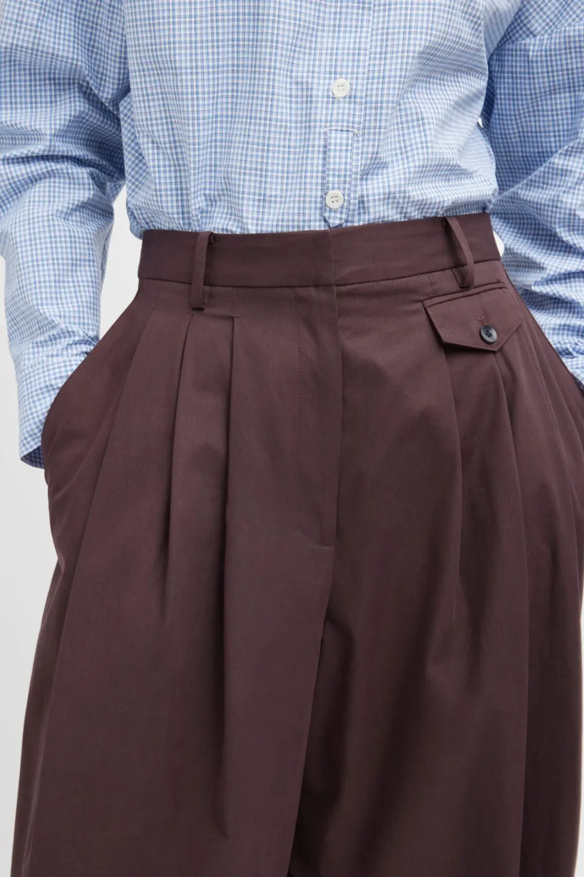Womens Tibi Tibi Bio Twill Triple Pleat Pant - Plum