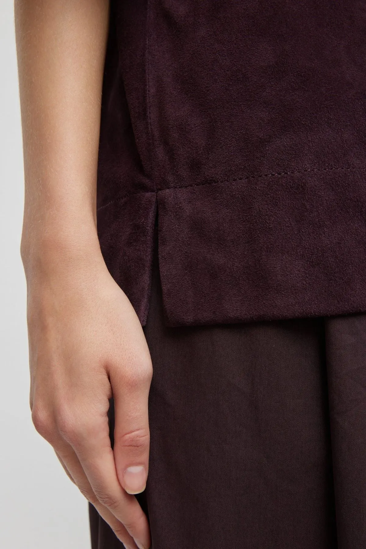 Womens Tibi Tibi Cassiterite Suede Easy Tshirt - Plum