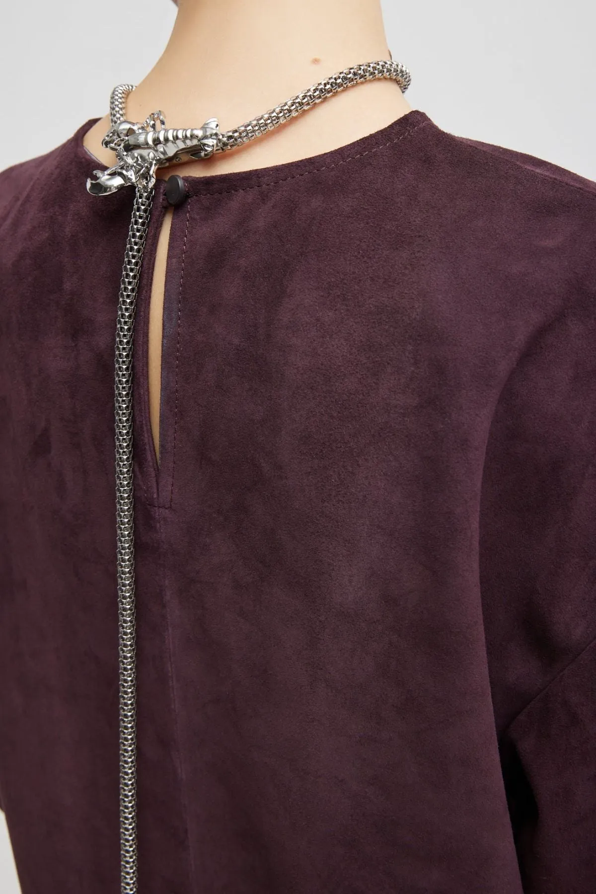 Womens Tibi Tibi Cassiterite Suede Easy Tshirt - Plum