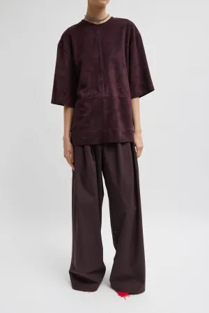 Womens Tibi Tibi Cassiterite Suede Easy Tshirt - Plum