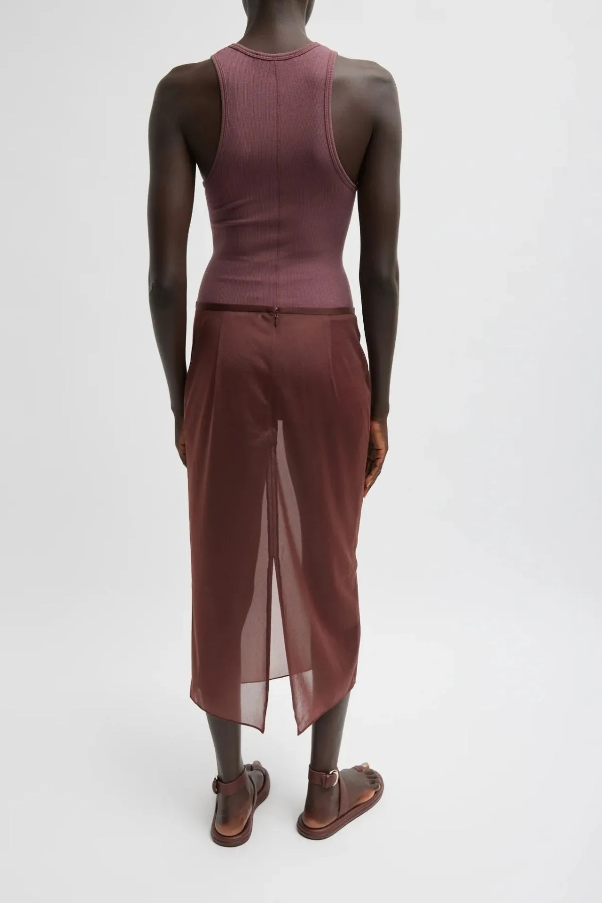 Womens Tibi Tibi Circular Fine Rib T-Shirt Tank - Cinnamon