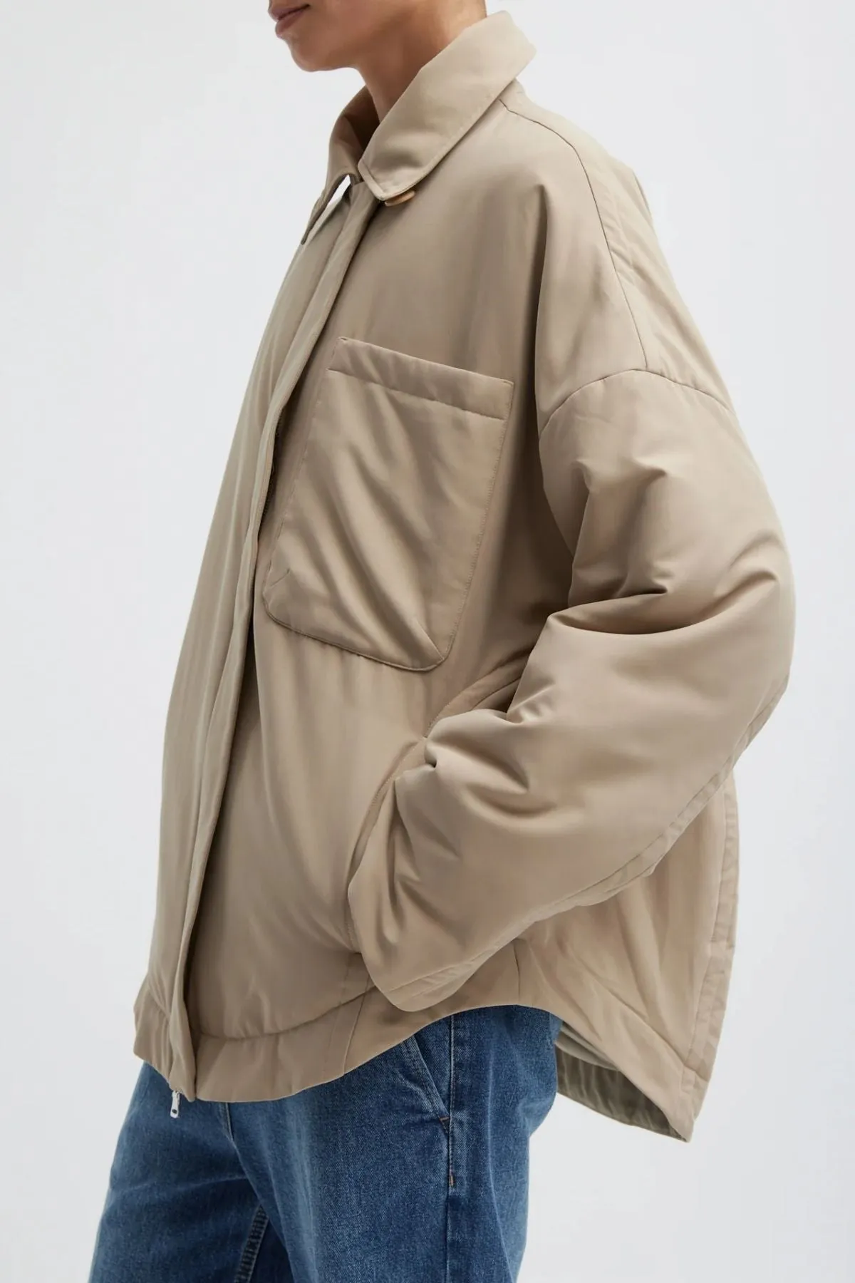 Womens Tibi Tibi Clyde Padding Shirt Jacket - Tan