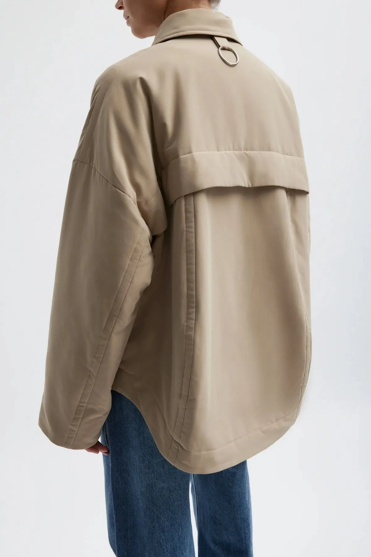Womens Tibi Tibi Clyde Padding Shirt Jacket - Tan