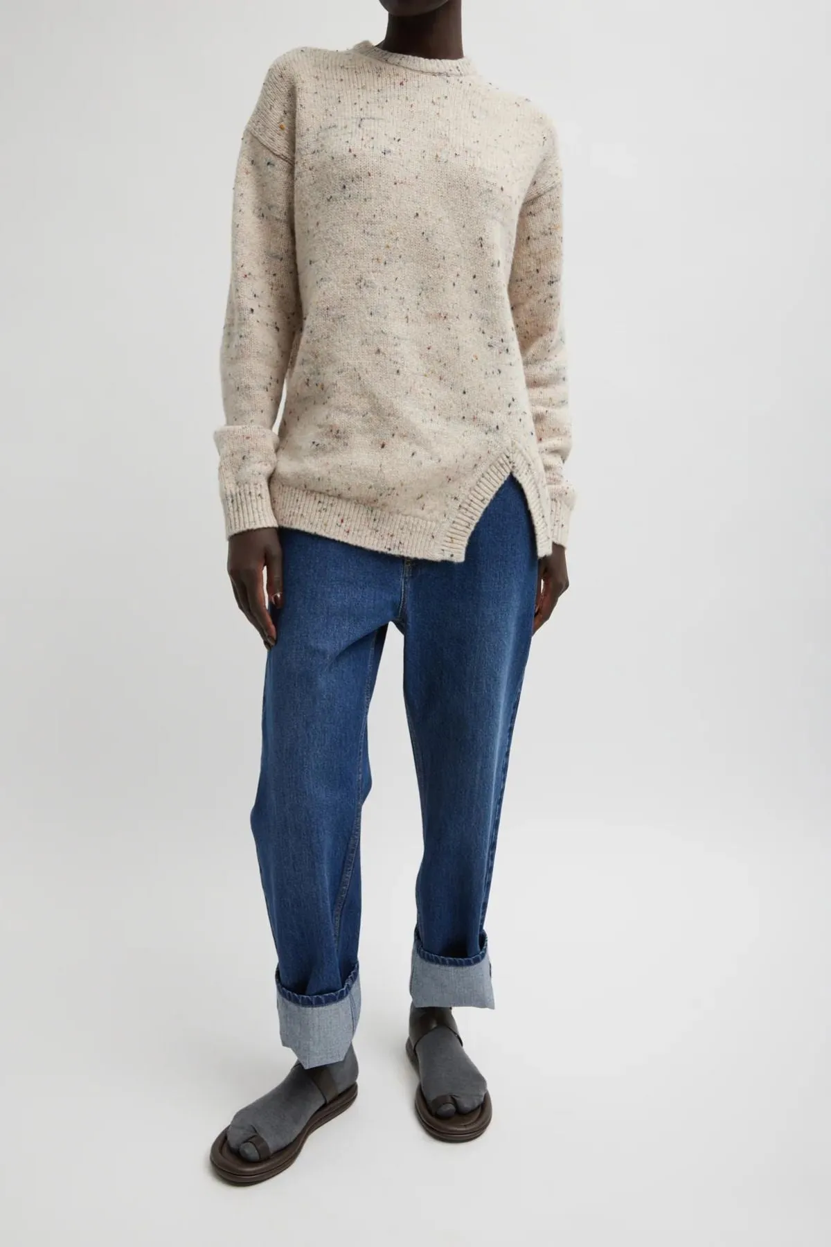 Womens Tibi Tibi Confetti Crewneck Easy Pullover - Cream Multi