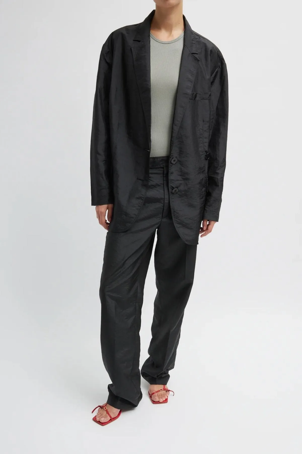 Womens Tibi Tibi Crispy Nylon Liam Blazer - Black