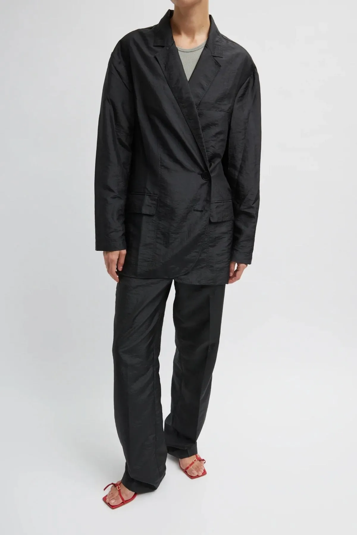 Womens Tibi Tibi Crispy Nylon Liam Blazer - Black