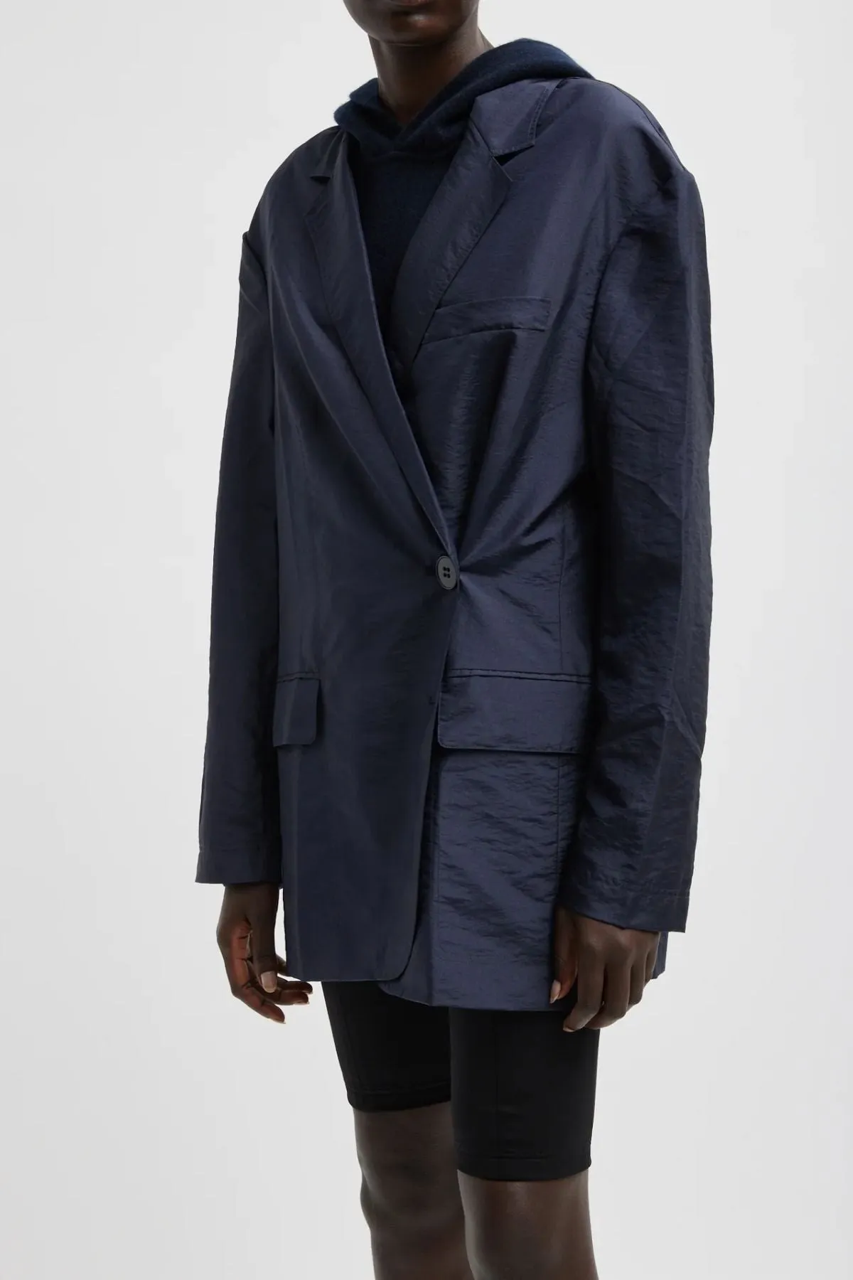 Womens Tibi Tibi Crispy Nylon Liam Blazer - Navy
