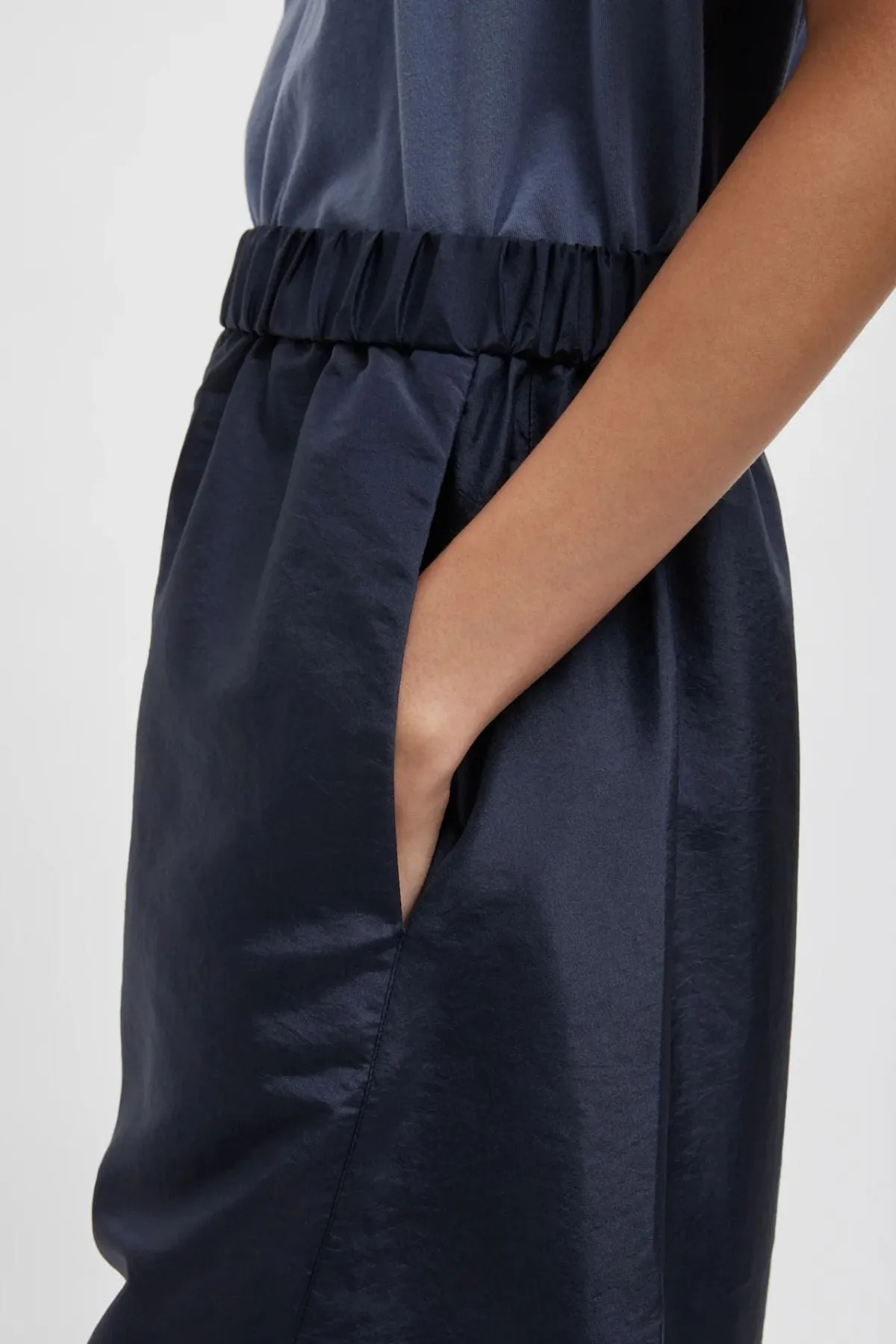 Womens Tibi Tibi Crispy Nylon Winslow Pant - Navy