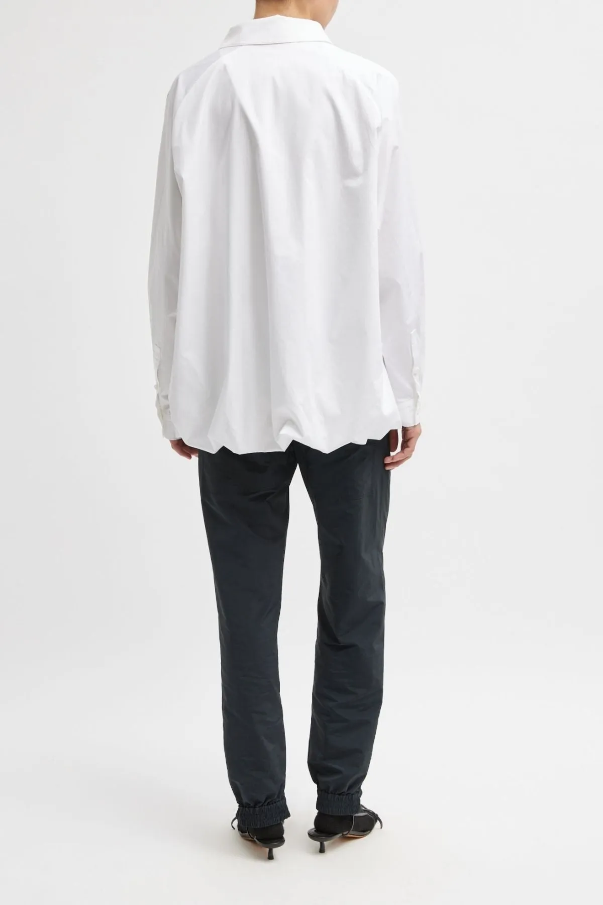 Womens Tibi Tibi Eco Poplin Bubble Hem Shirt Jacket - White