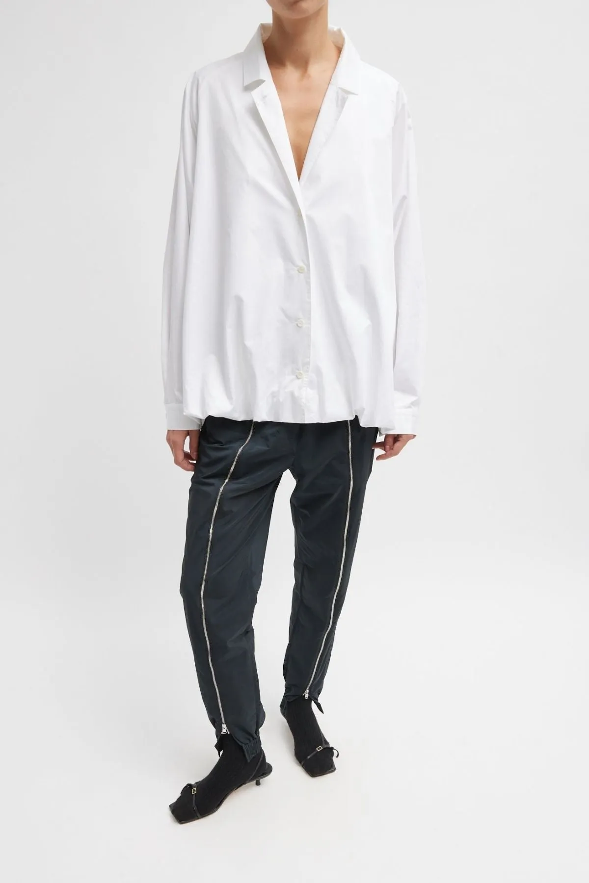 Womens Tibi Tibi Eco Poplin Bubble Hem Shirt Jacket - White