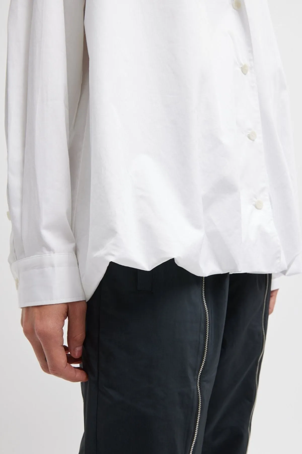 Womens Tibi Tibi Eco Poplin Bubble Hem Shirt Jacket - White
