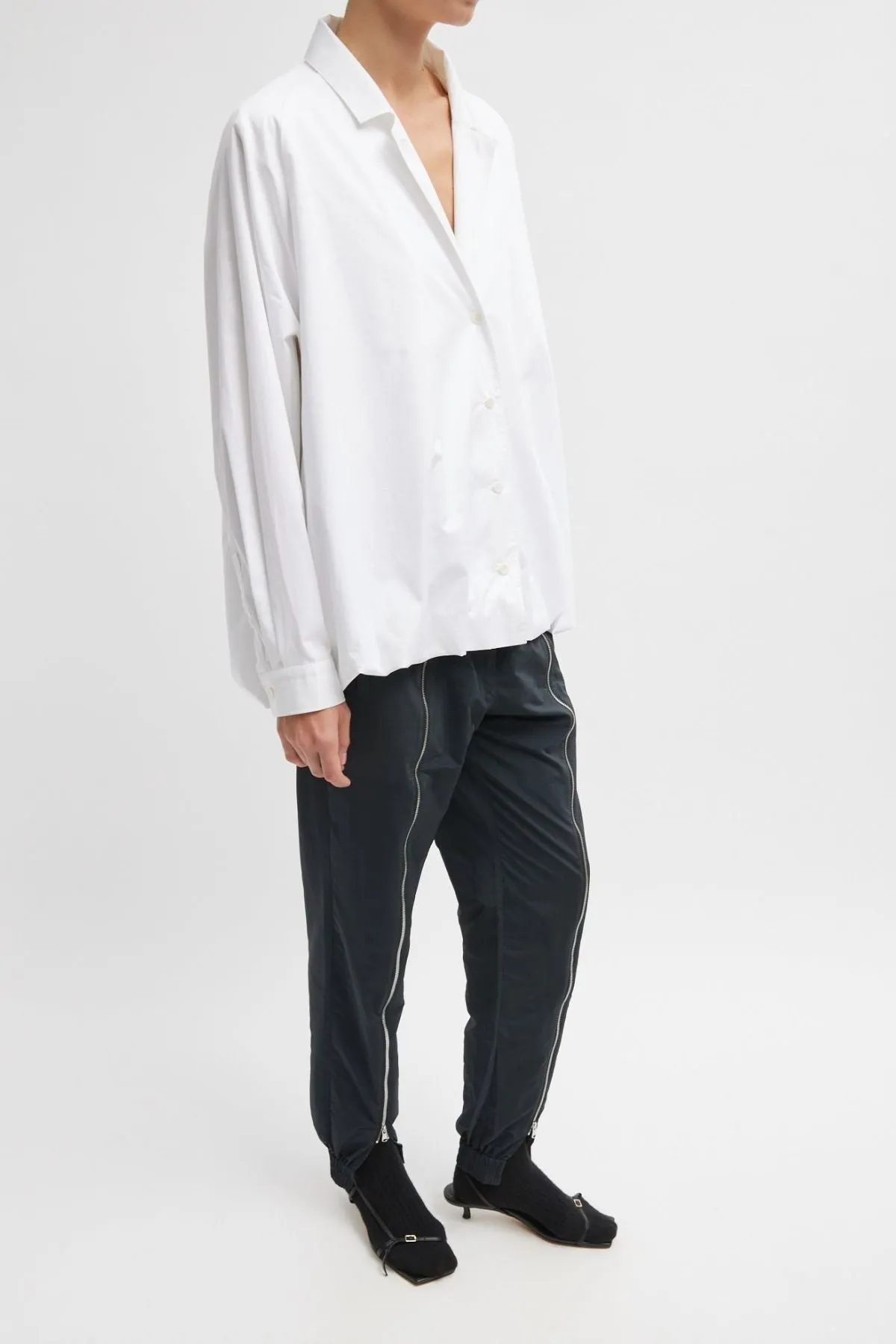 Womens Tibi Tibi Eco Poplin Bubble Hem Shirt Jacket - White