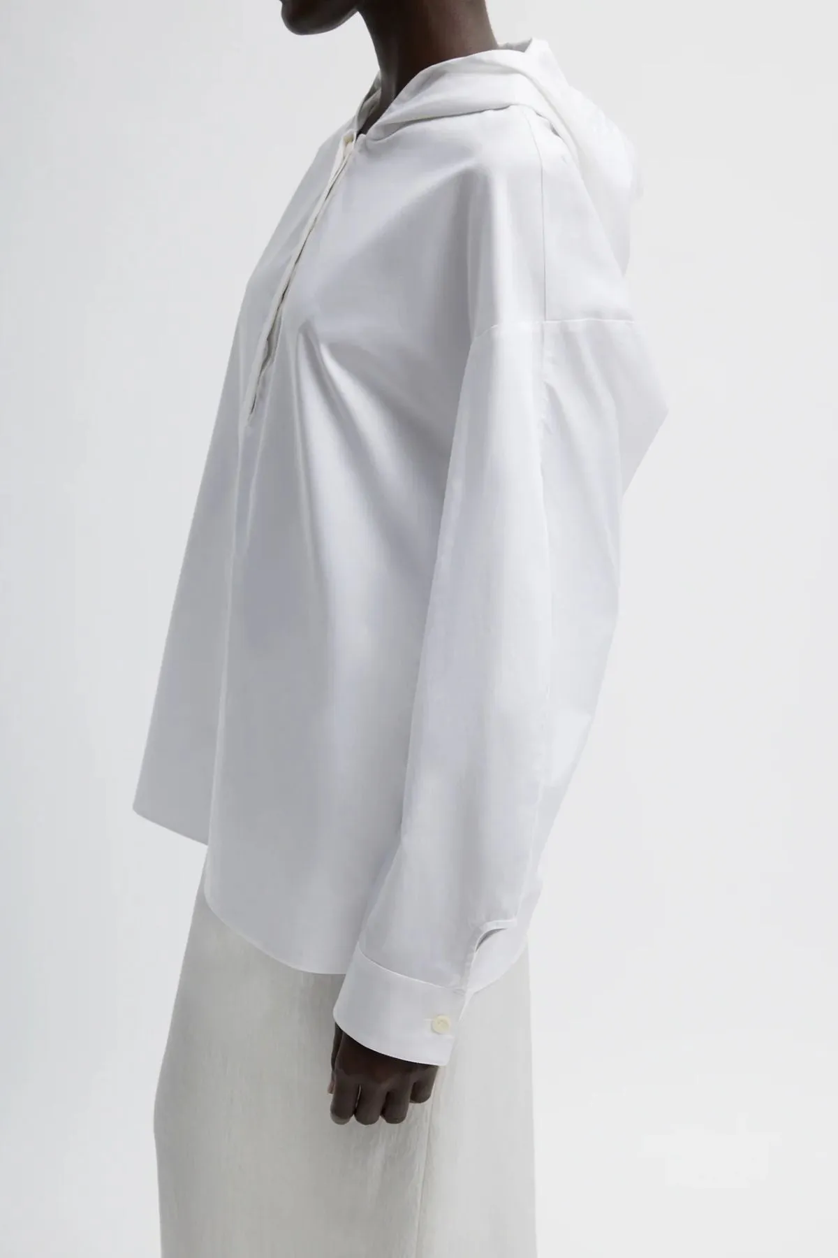 Womens Tibi Tibi Eco Poplin Hooded Shirt - White