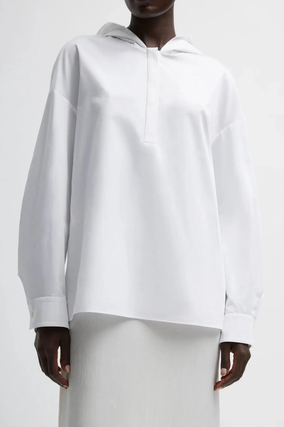Womens Tibi Tibi Eco Poplin Hooded Shirt - White
