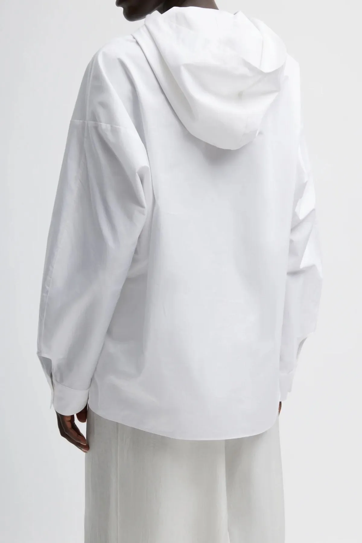 Womens Tibi Tibi Eco Poplin Hooded Shirt - White