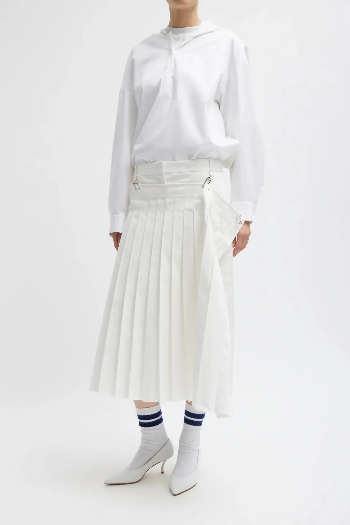 Womens Tibi Tibi Eco Poplin Hooded Shirt - White