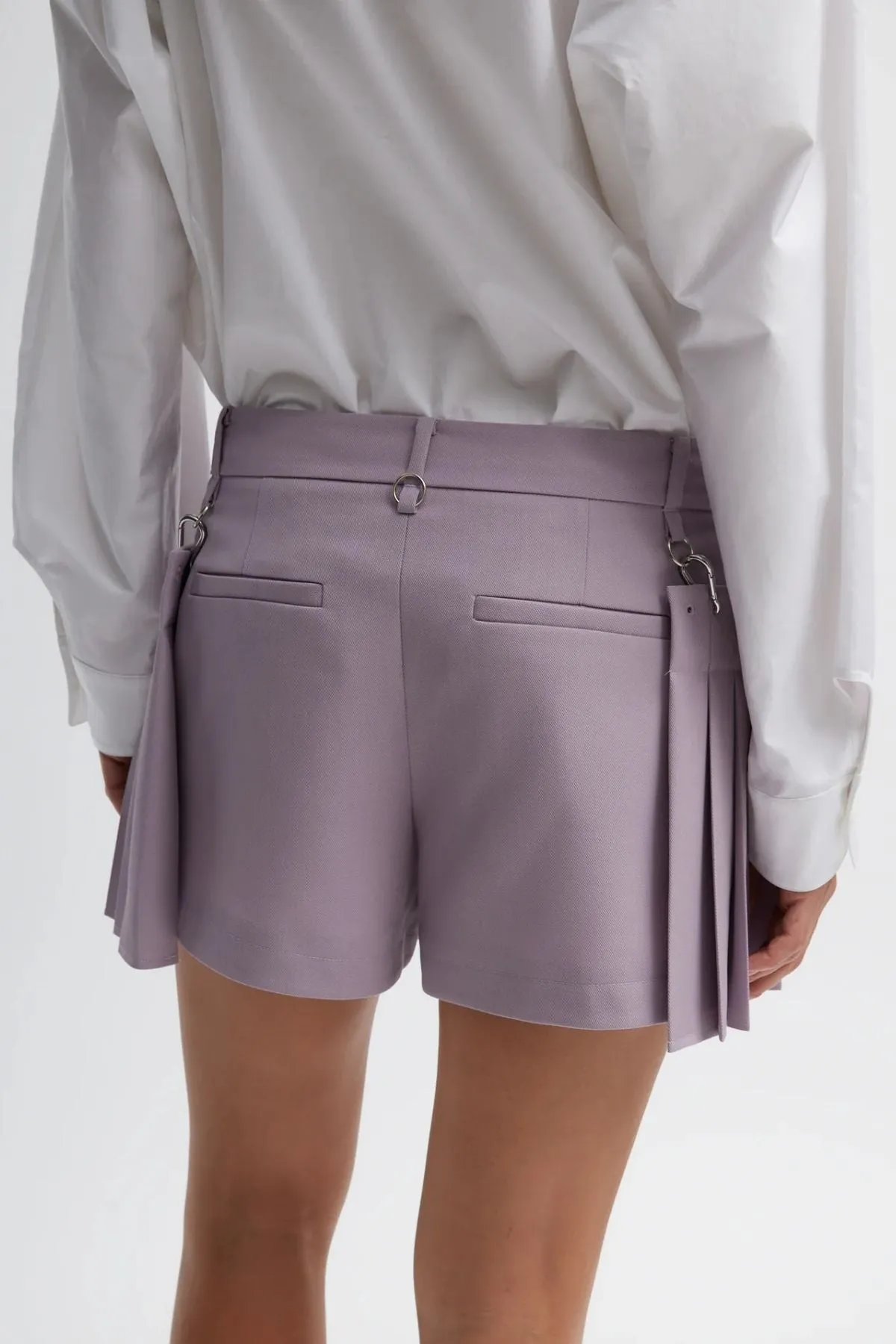 Womens Tibi Tibi Grain De Poudre Convertible Pleated Short - Taro