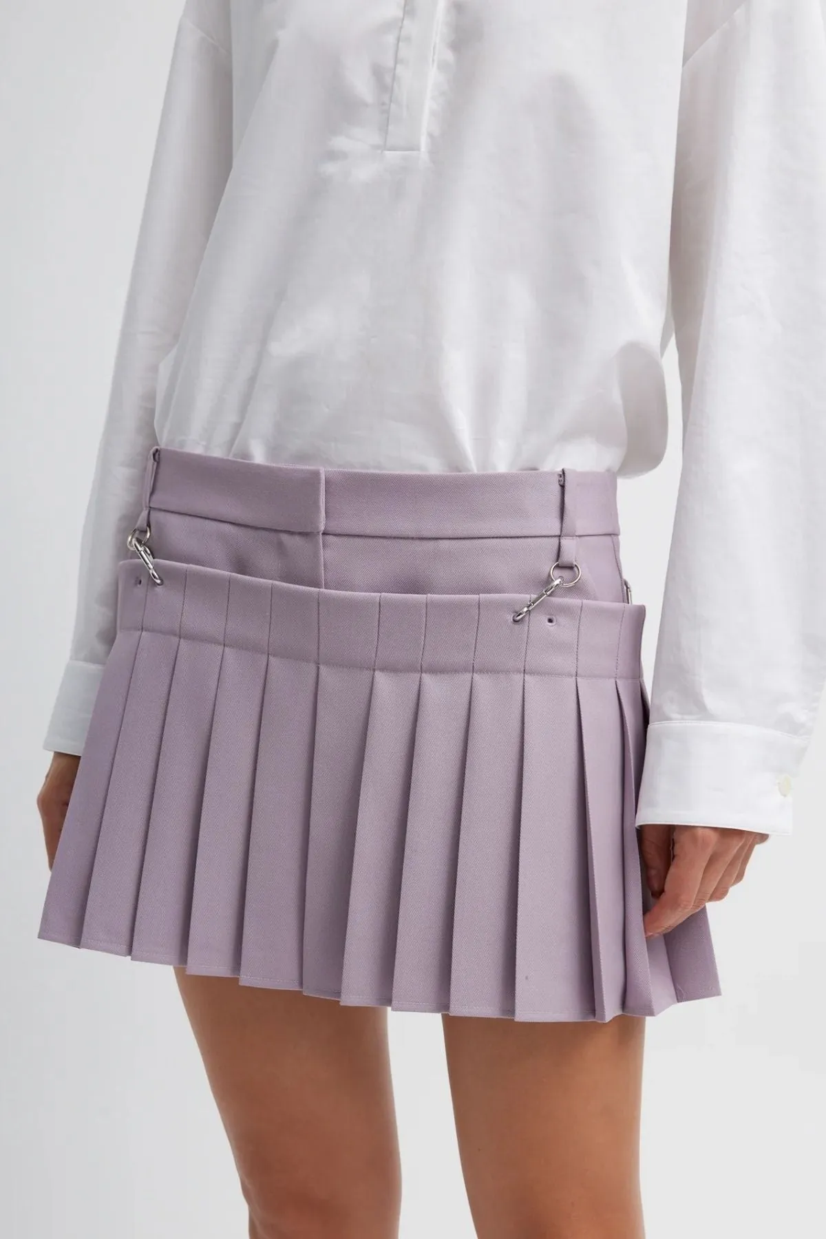 Womens Tibi Tibi Grain De Poudre Convertible Pleated Short - Taro